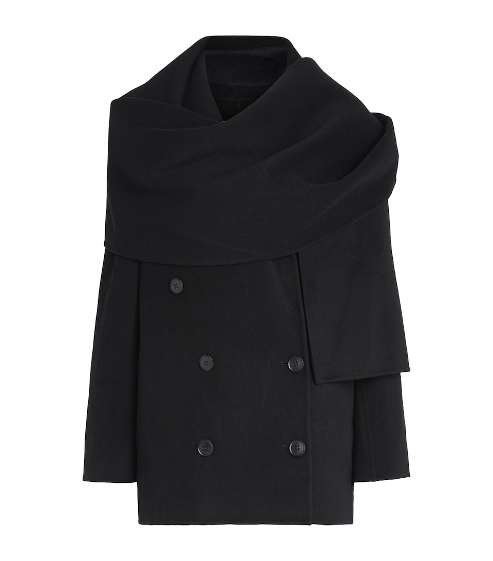 CAMILLA AND MARC Womens Wool-Blend Scarf-Neck Memoria Coat Dblk Black