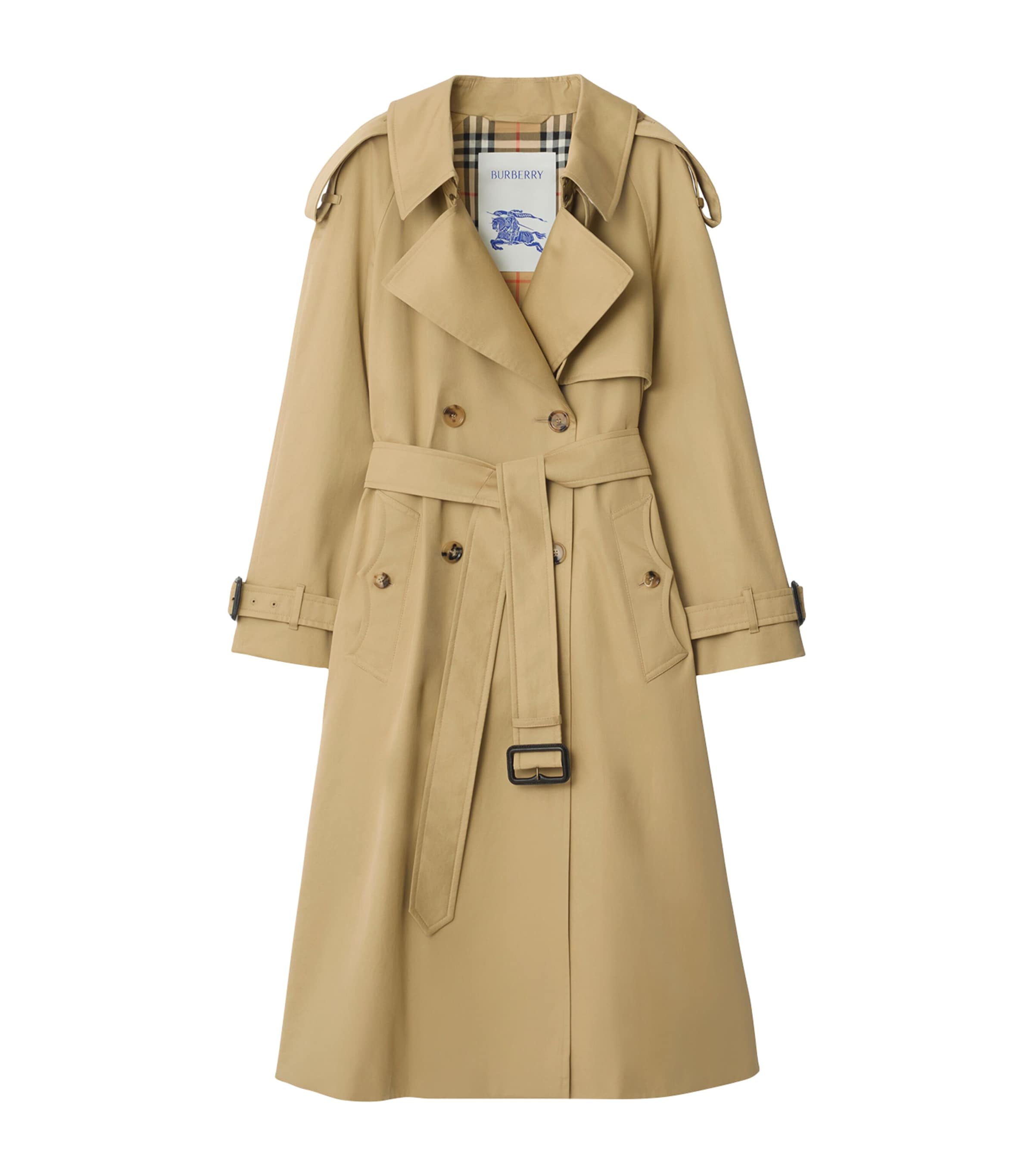 Burberry Womens Long Gabardine Fitzrovia Trench Coat Beige