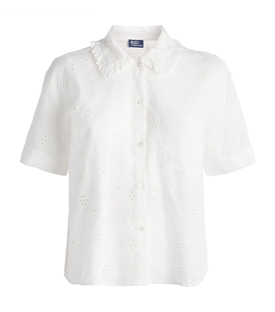 Polo Ralph Lauren Womens Cotton Eyelet Short Pyjama Set White Cloud