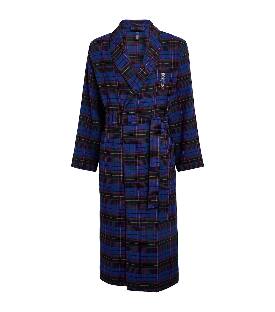 Polo Ralph Lauren Mens Cotton Tartan Polo Bear Robe Grn Jwel Blu Mlt Pld