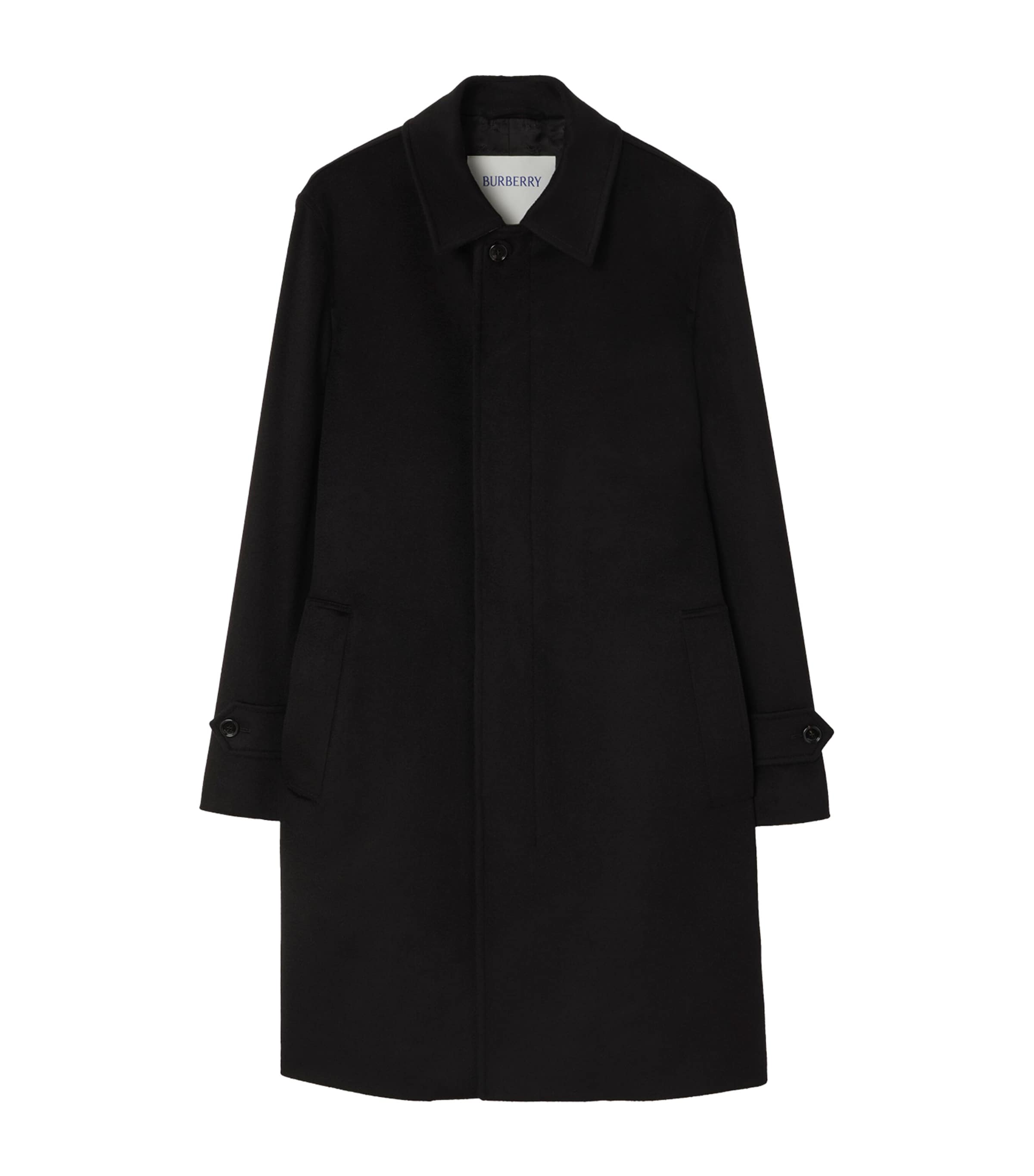 Burberry Mens Cashmere Mid-Length Car Coat Black
