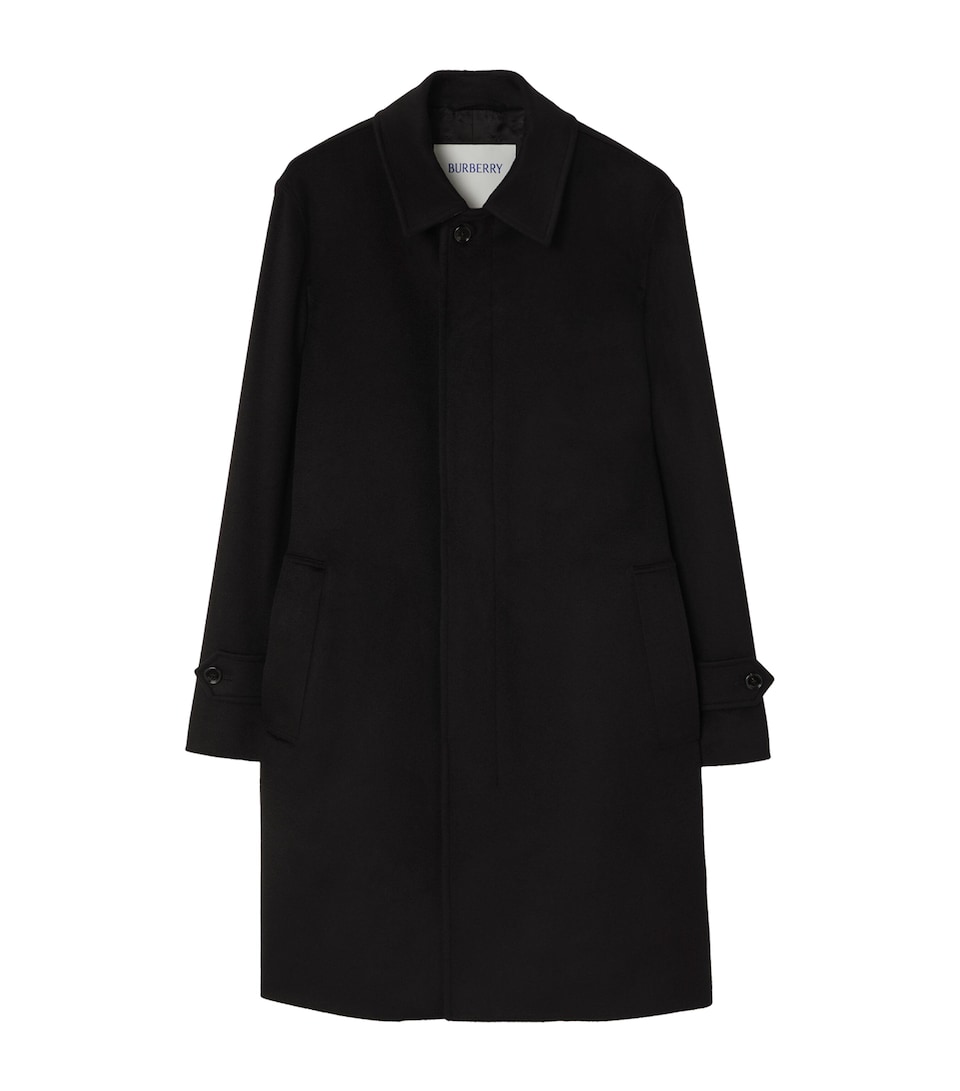 Burberry Mens Cashmere Mid-Length Car Coat Black