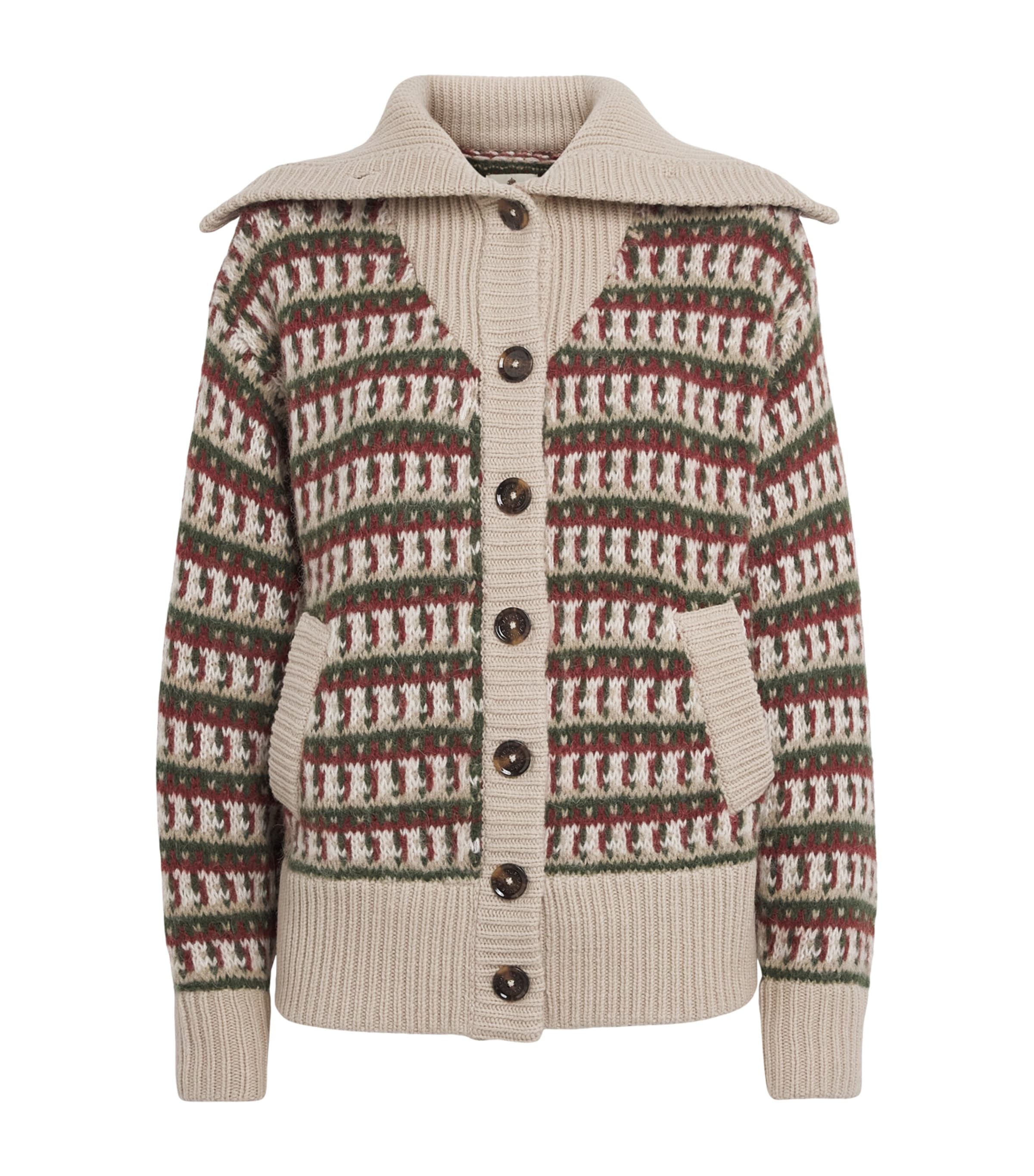 Barbour Womens Wool-Blend Jacquard Burley Cardigan