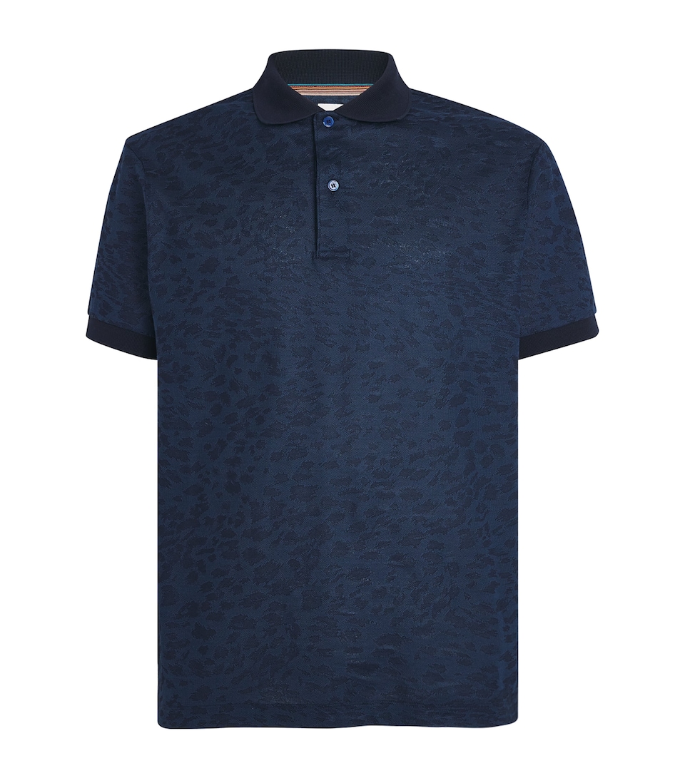Cotton Leopard-Jacquard Polo Shirt
