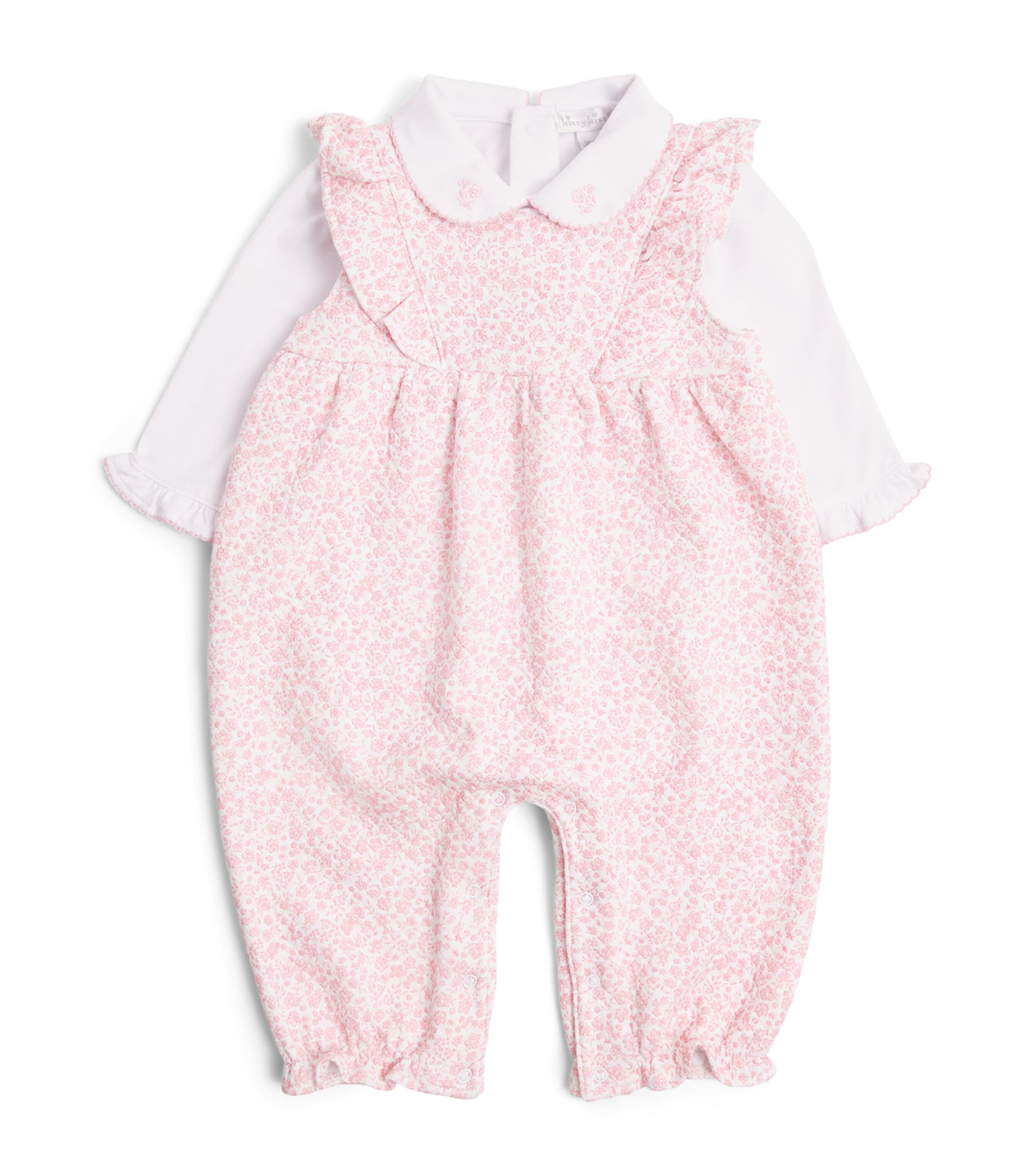 Kissy Kissy Pima Cotton Floral Playsuit Set (3-18 Months) Pink/white