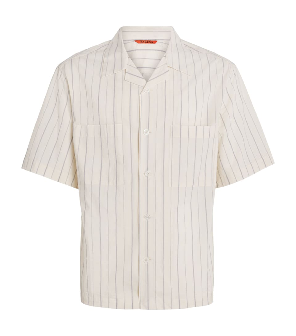 Barena Mens Cotton Bowling Shirt Navy