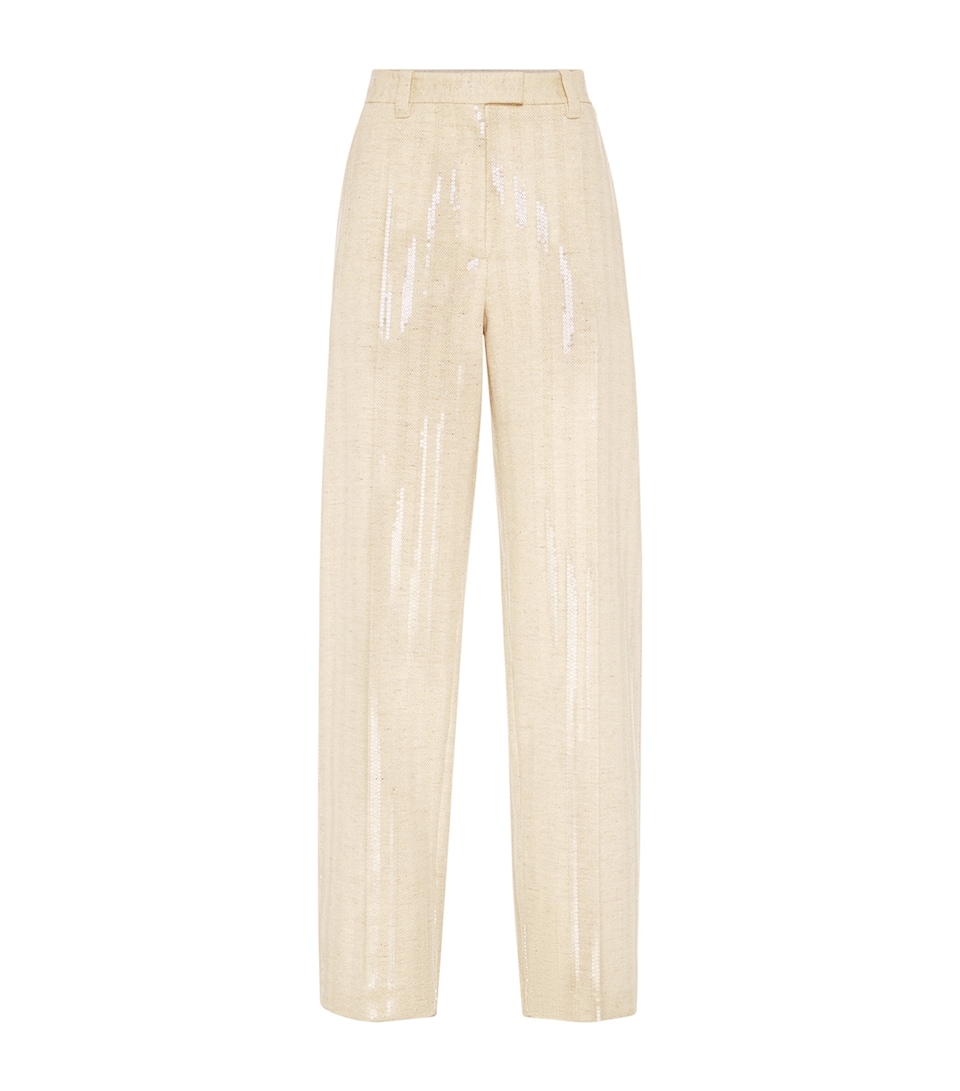 Wool-Cashmere Dazzling Chevron Trousers