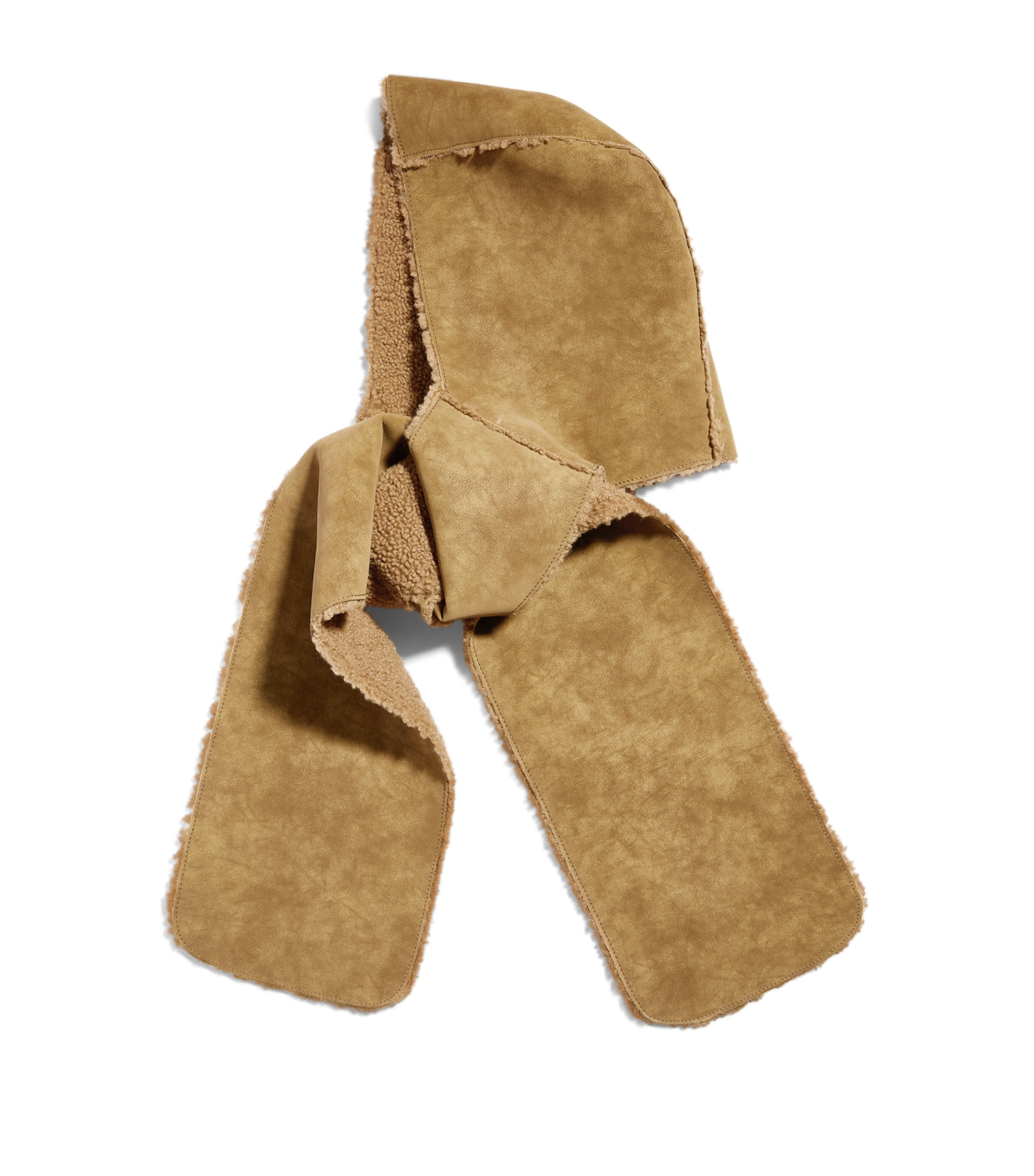 MAX&Co. Faux Shearling Hooded Scarf Camel