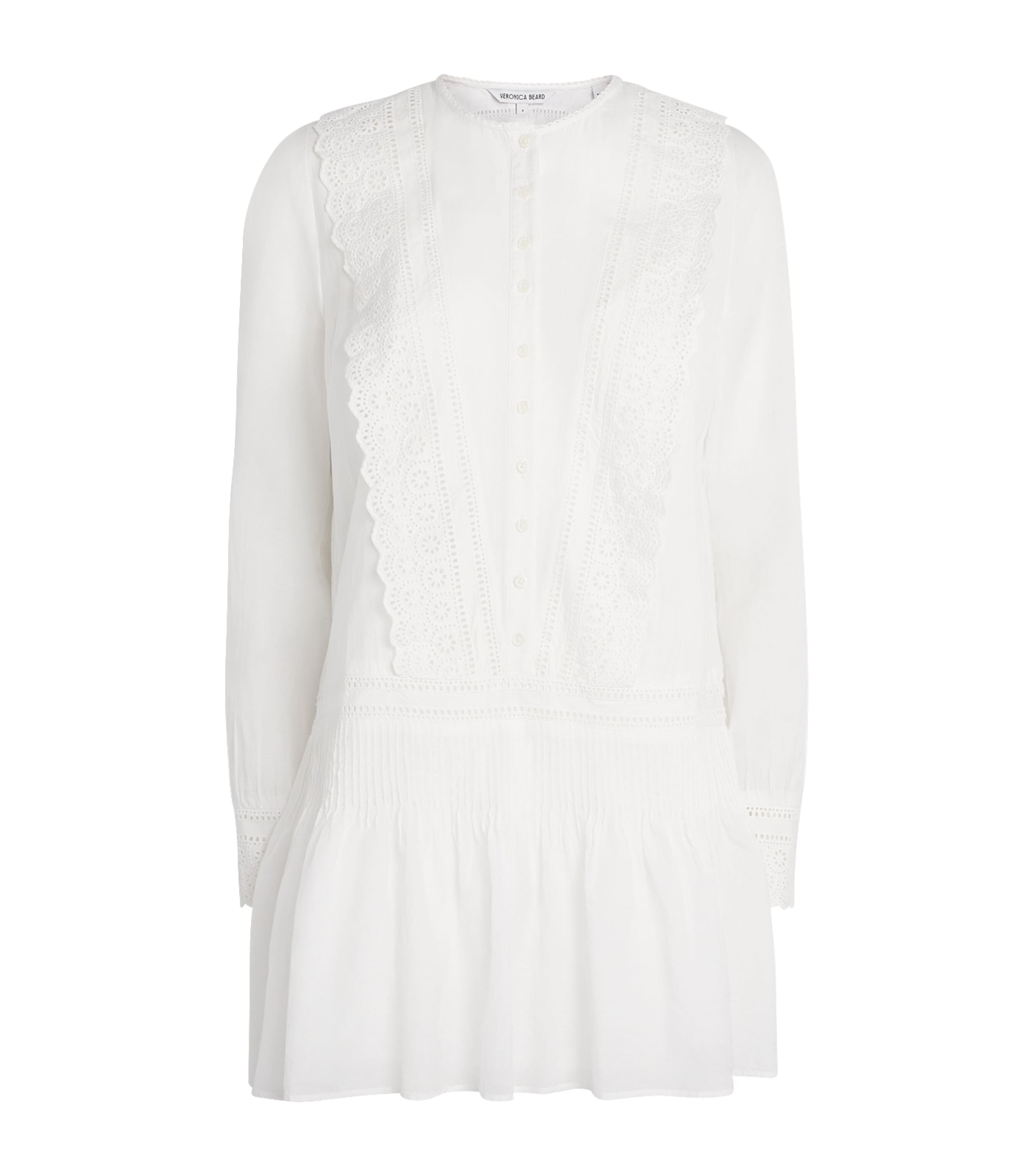 Veronica Beard Womens Maguerite Eyelet Mini Dress White