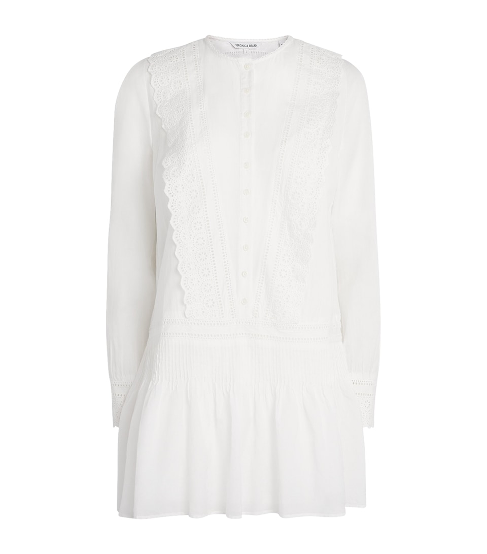 Veronica Beard Womens Maguerite Eyelet Mini Dress White