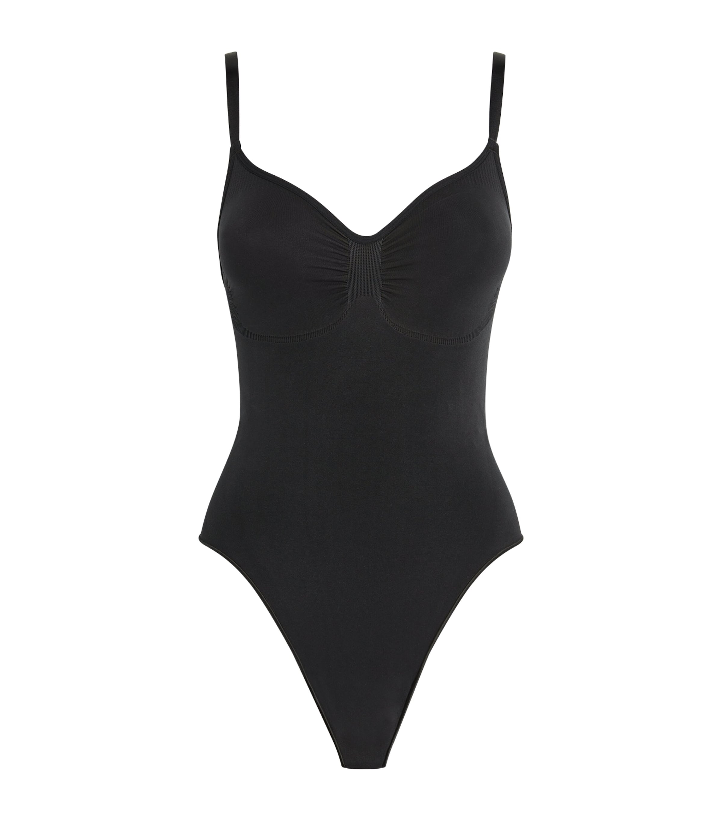 Skims Womens Seamless Sculpt Thong Bodysuit Onyx