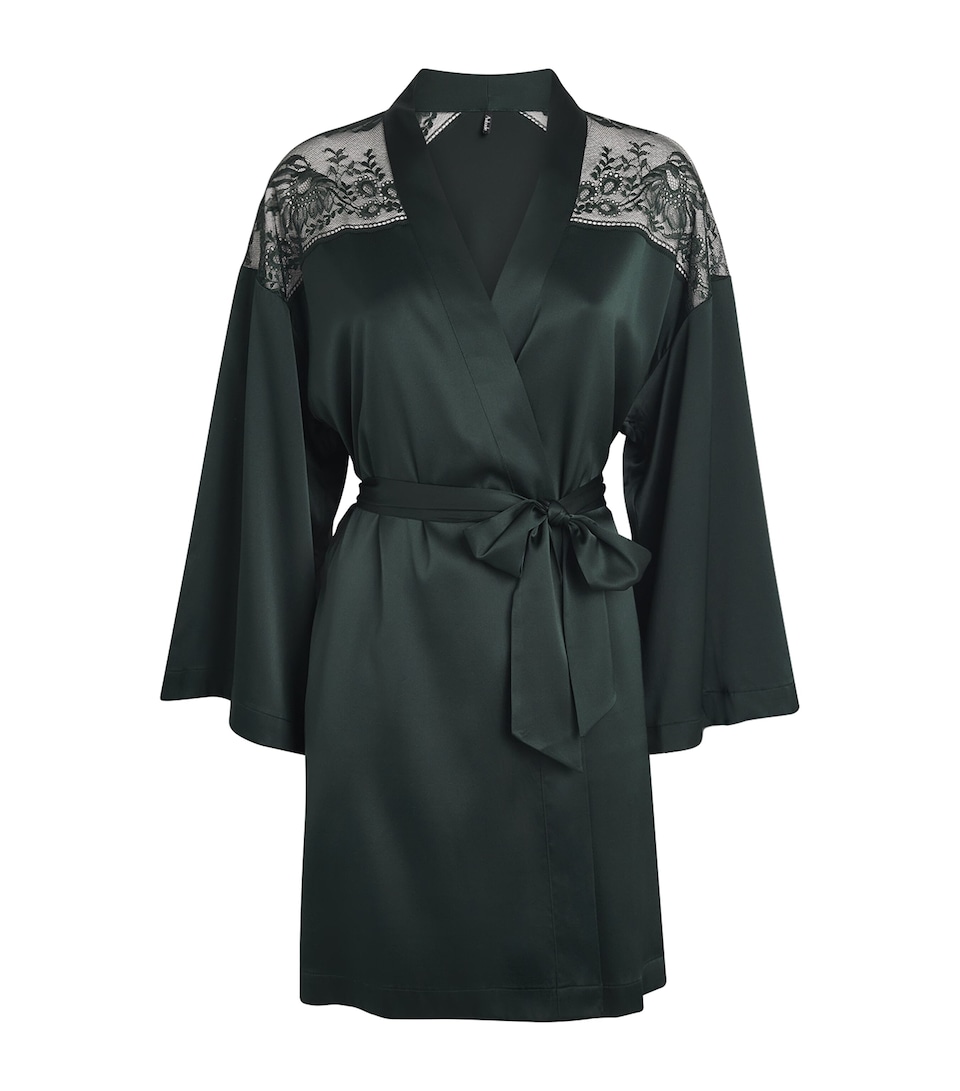 Aubade Womens Silk-Blend Midnight Whisper Robe Mysterious Green