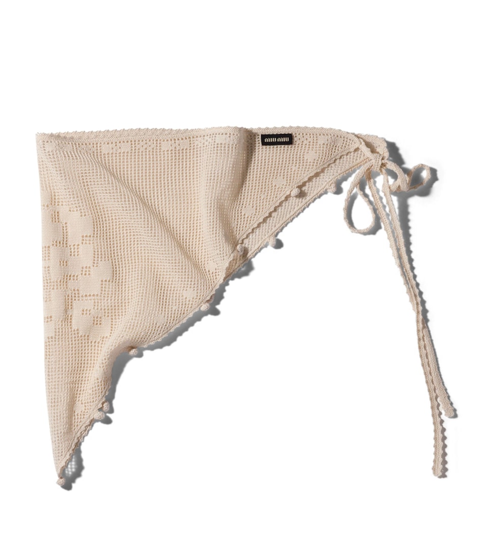 Miu Miu Cotton Crochet Pareo Scarf Neutral