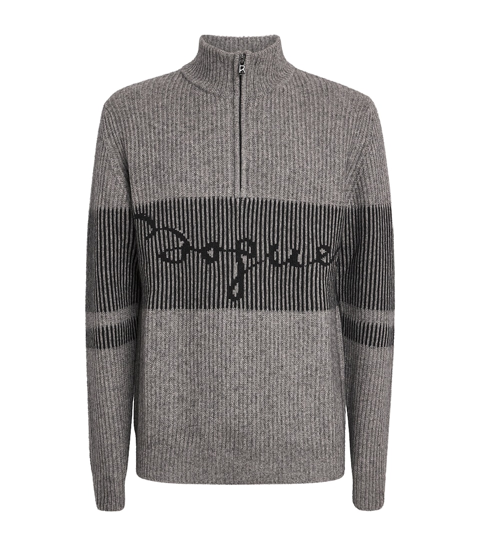 Bogner Mens Yak Wool Quarter-Zip Loris Sweater Grey Melang