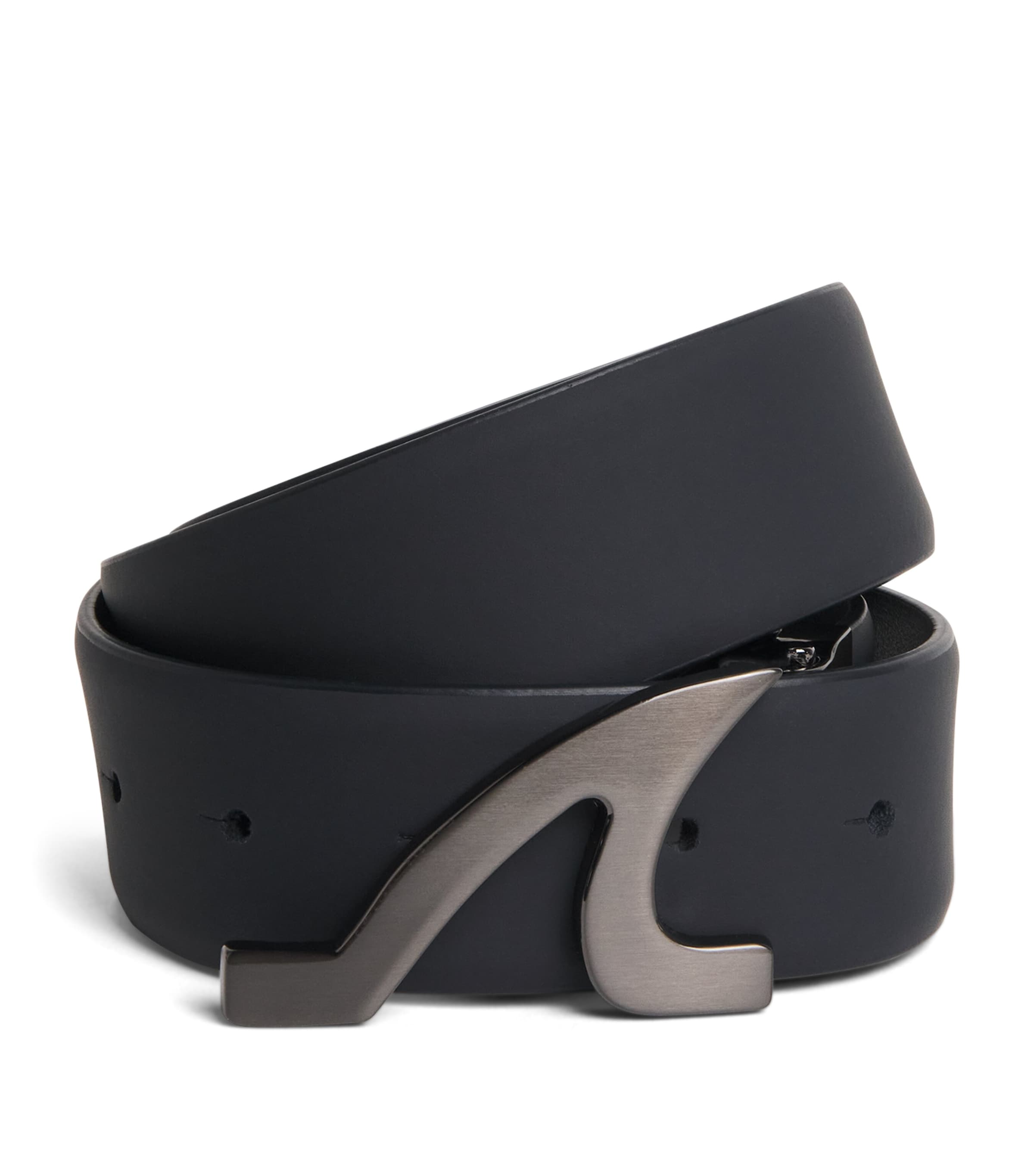 Leather Fin-Buckle Belt