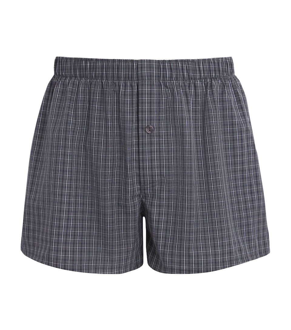 Hanro Mens Cotton Check Fancy Woven Boxers Casual Check