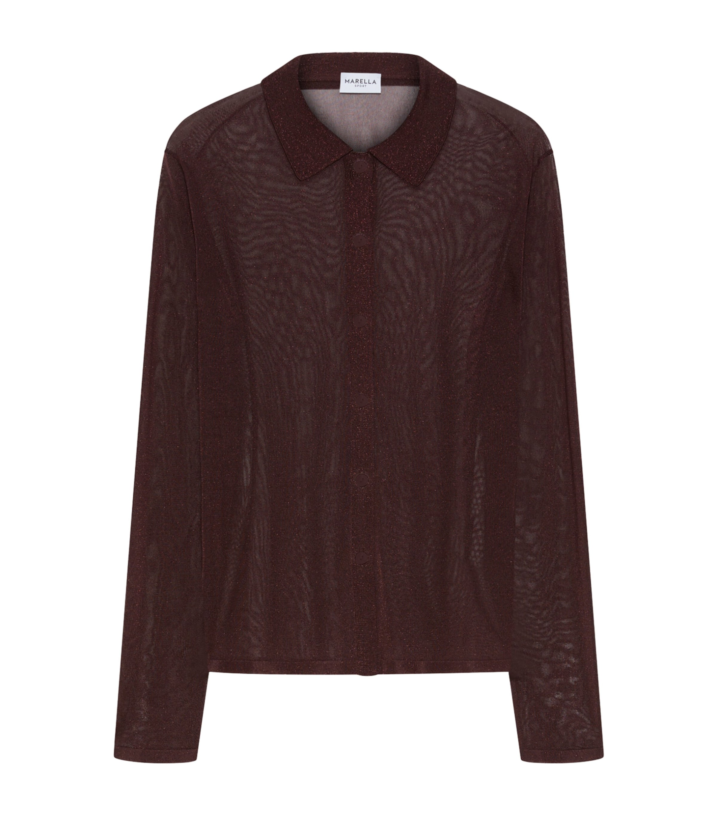 Marella Womens Semi-Sheer Polo Sweater Bordeaux