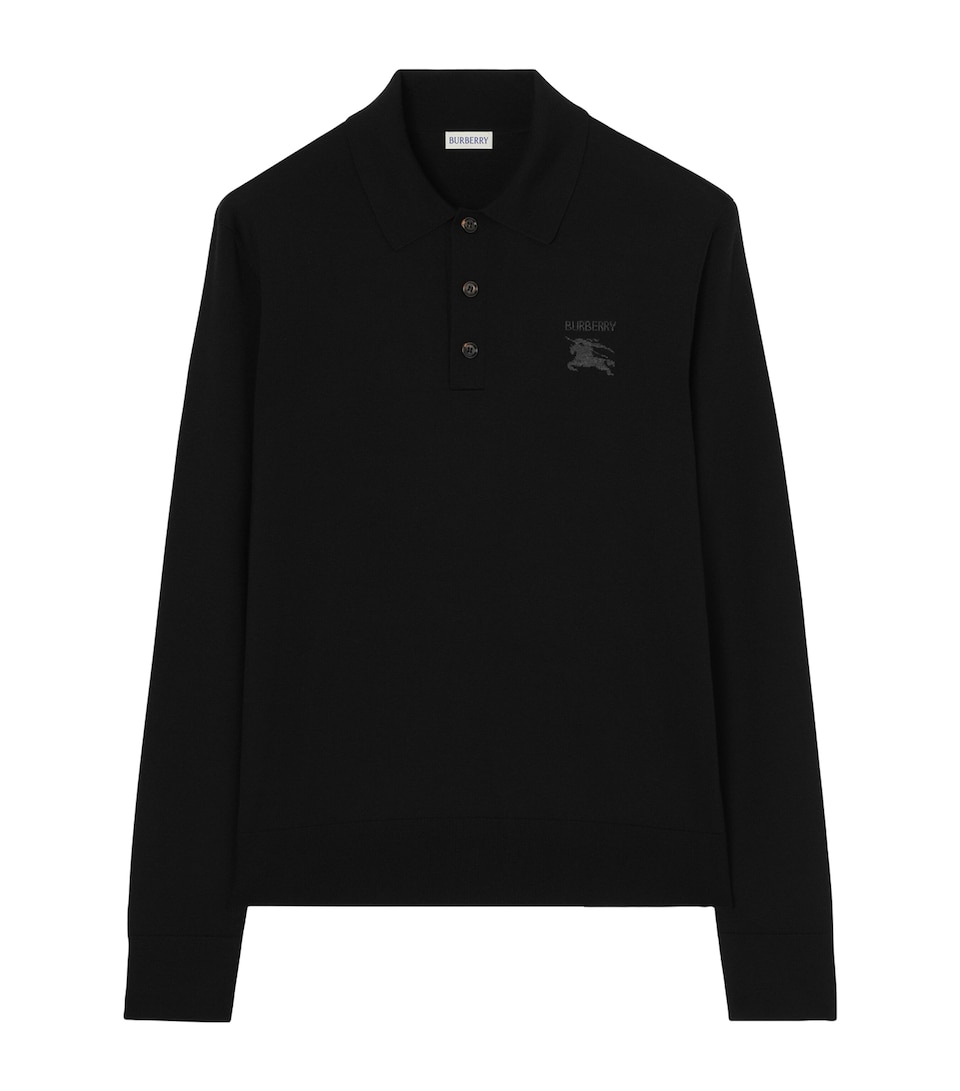 Burberry Mens Wool EKD Polo Shirt Black