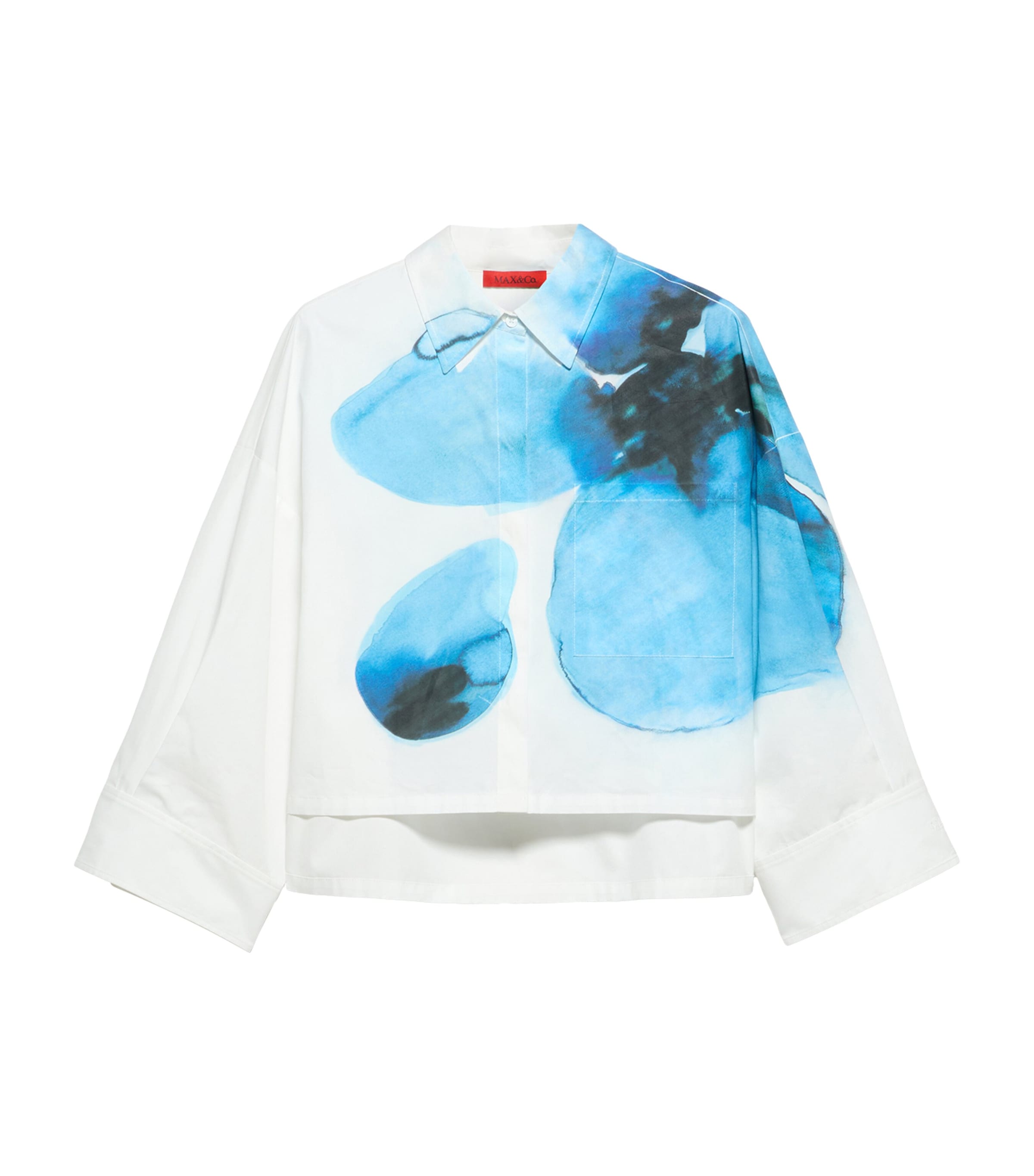 MAX&Co. Womens Floral Print Cropped Shirt Cream