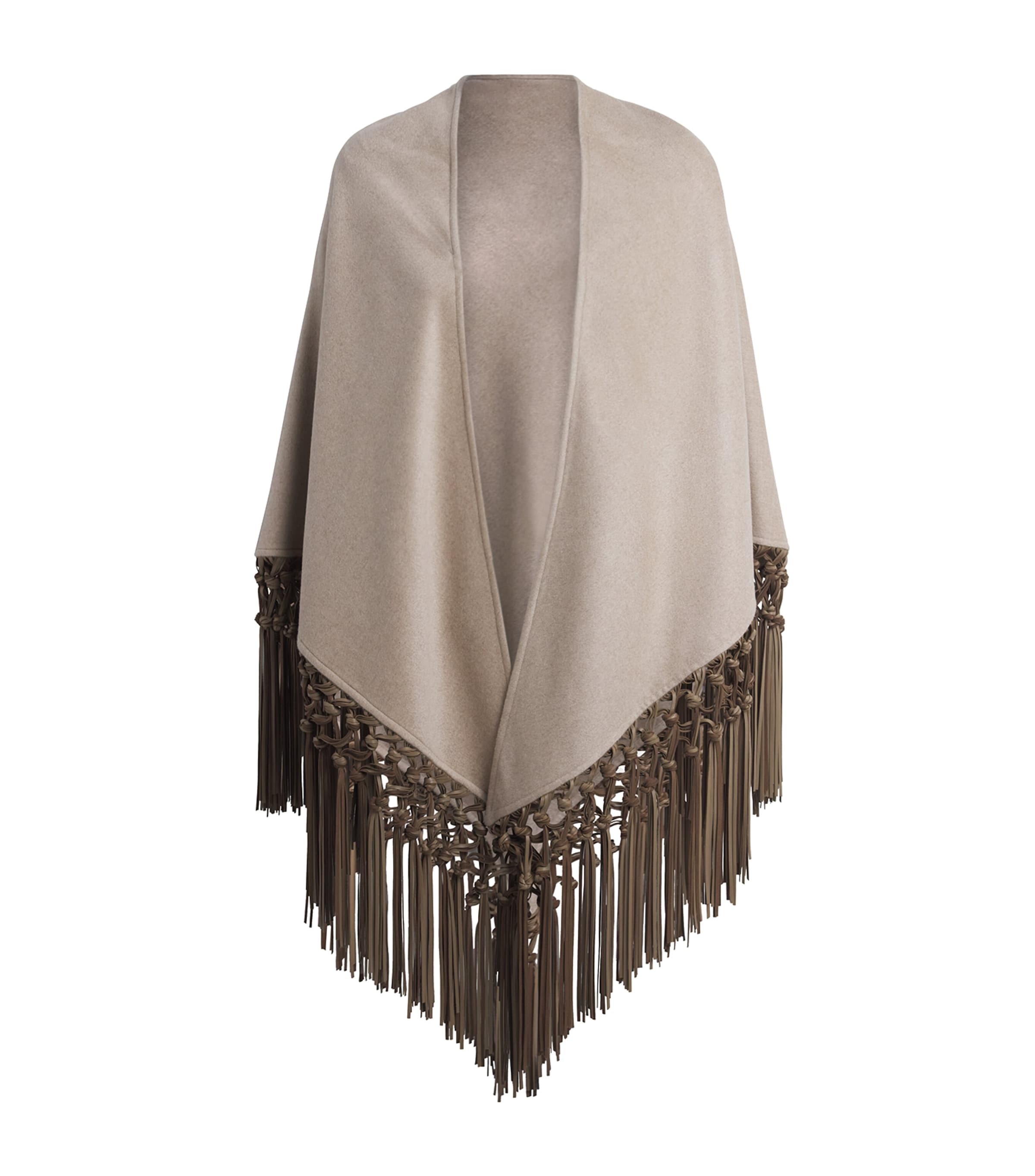 Colombo Womens Cashmere and Leather Fringe-Trim Cape