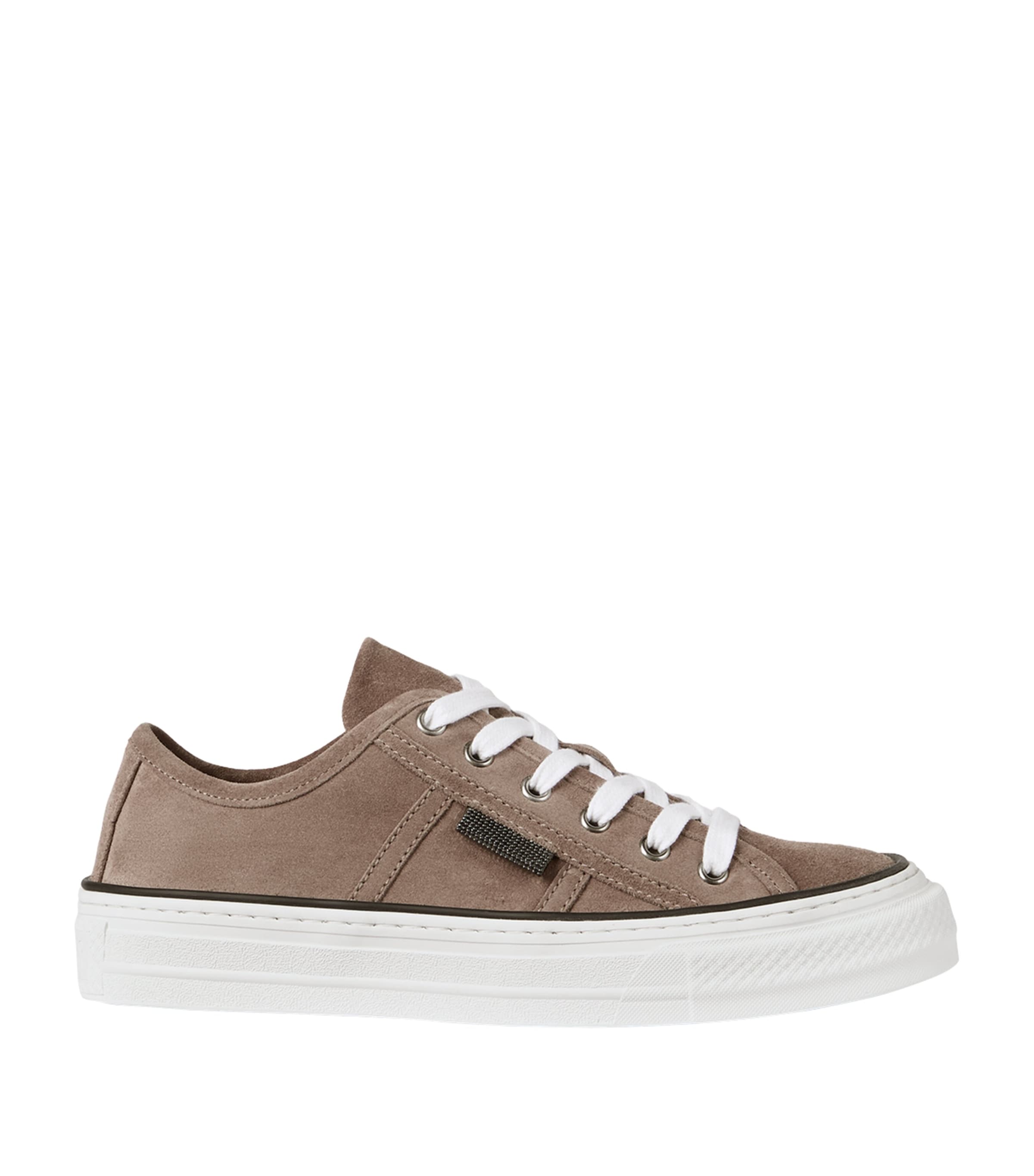 Brunello Cucinelli Suede Monili-Tab Sneakers Brown