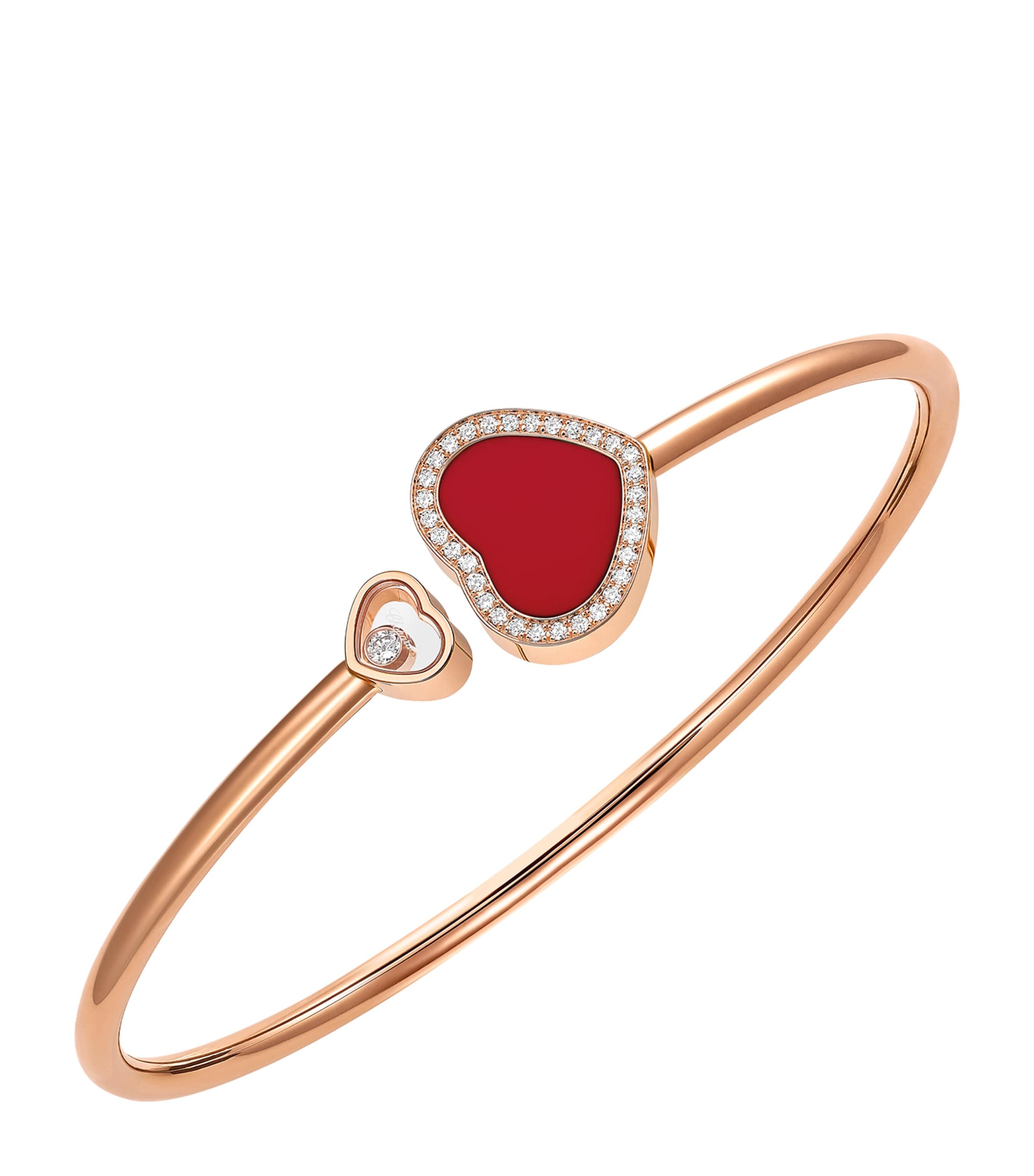 Chopard Rose Gold, Diamond and Red Stone Happy Hearts Bangle Rose Gold