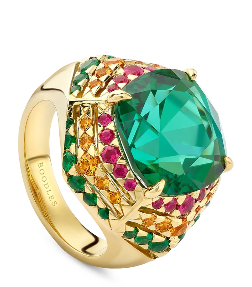 Yellow Gold, Tourmaline, Garnet, Tsavorite and Ruby Masai Mara Inside Africa Ring