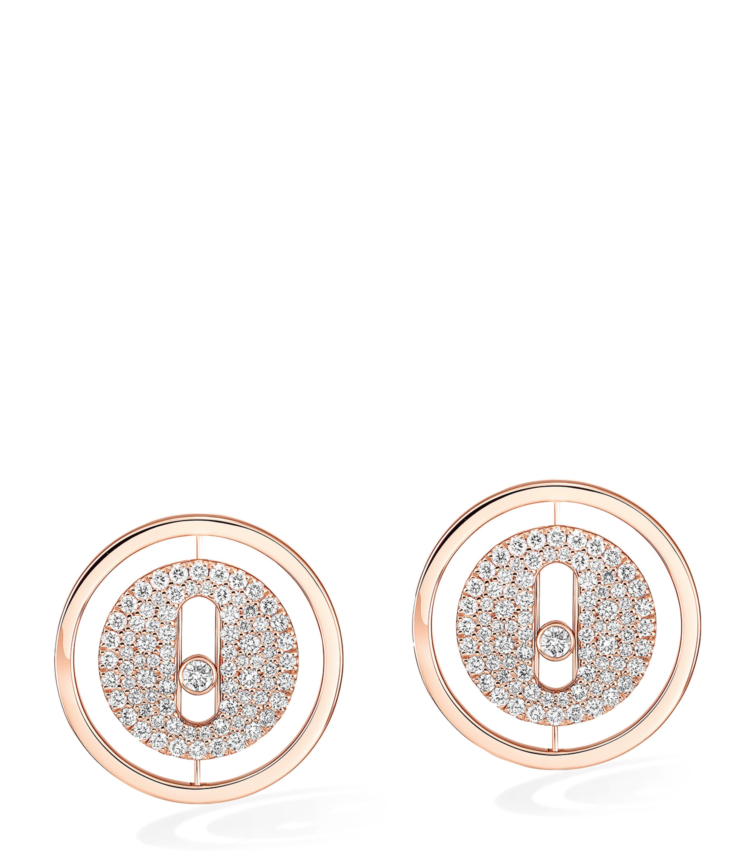 Messika Lucky Move Pink Gold and Diamond Pavé Stud Earrings (0.48ct) Pink Gold