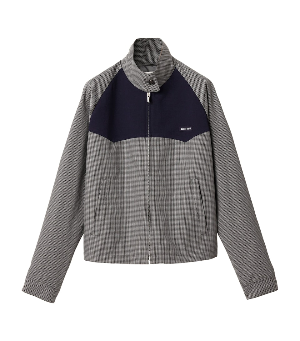 Miu Miu Womens Cotton Gingham Check Jacket Grey