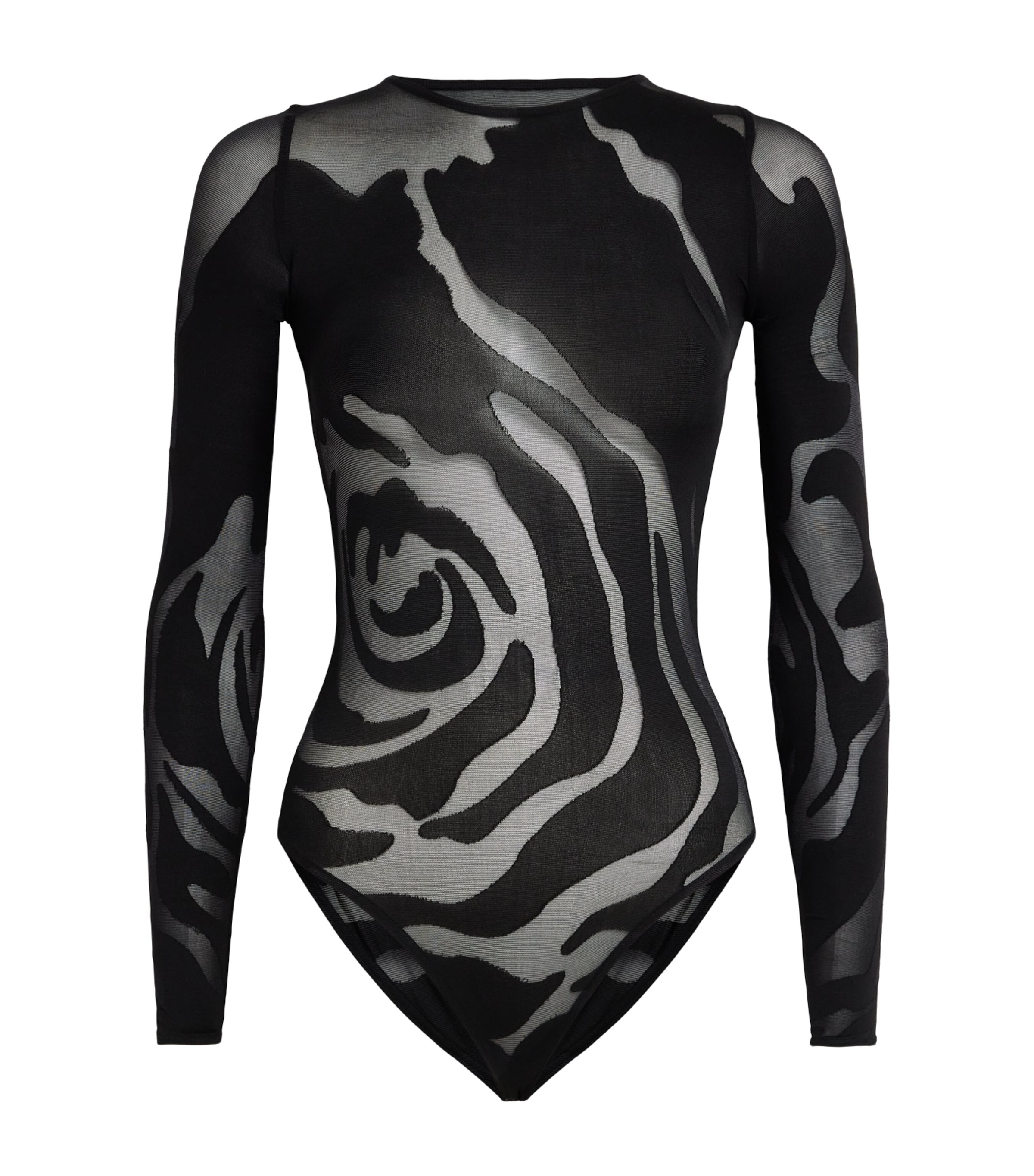 Wolford Sheer Rose Shadow Bodysuit Black Black