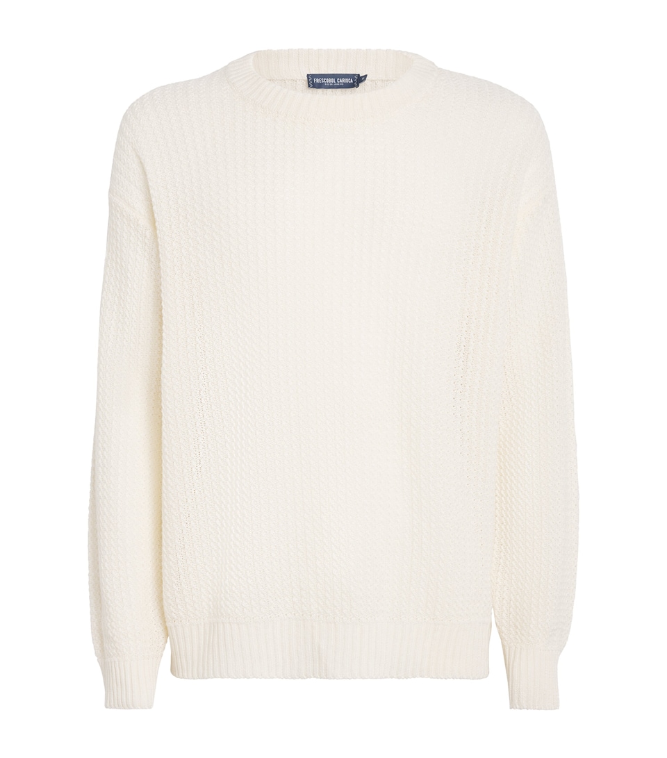 Frescobol Carioca Mens Linen Jardim Sweater Off White