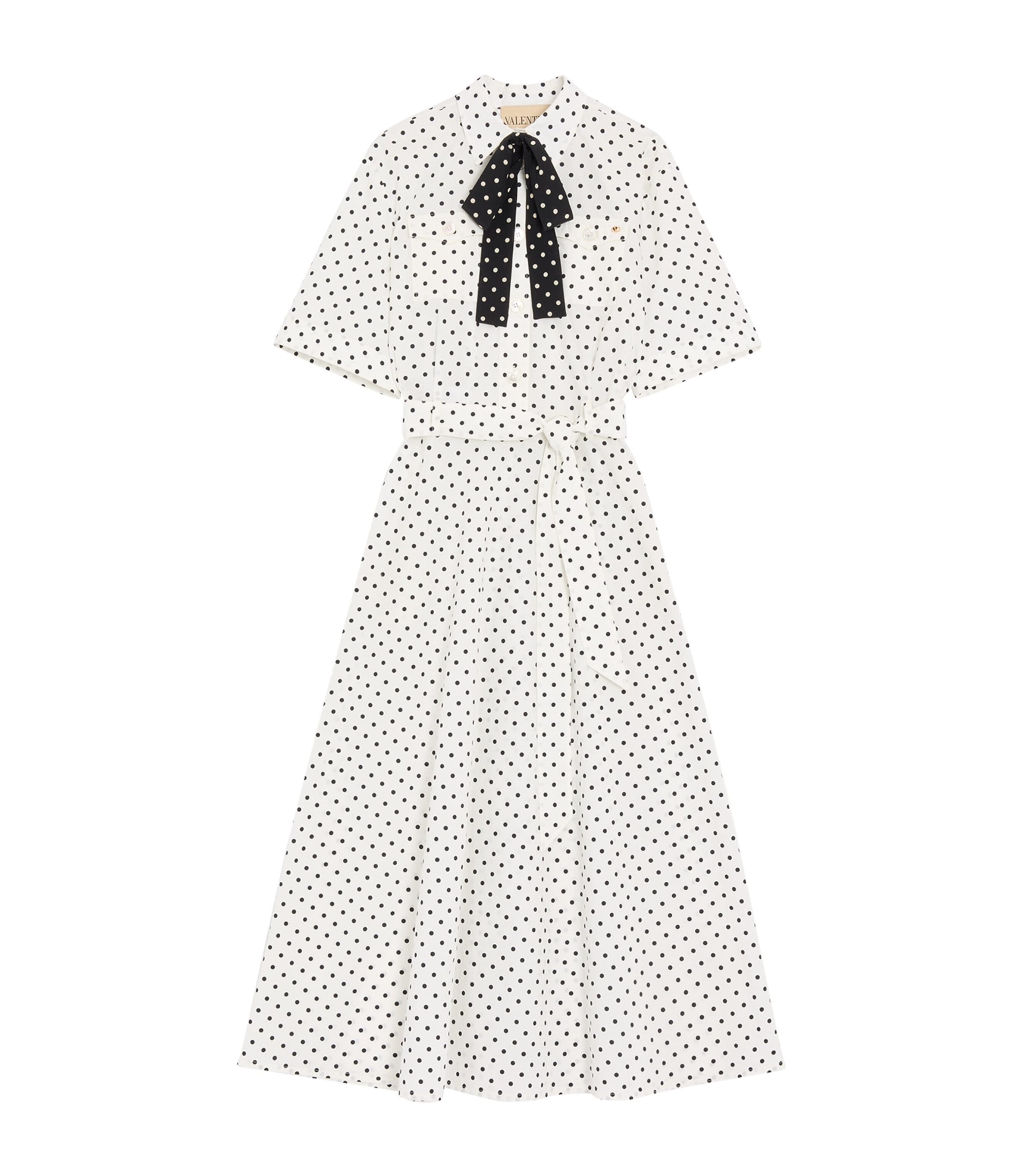 Valentino Womens Cotton Polka-Dot Midi Dress