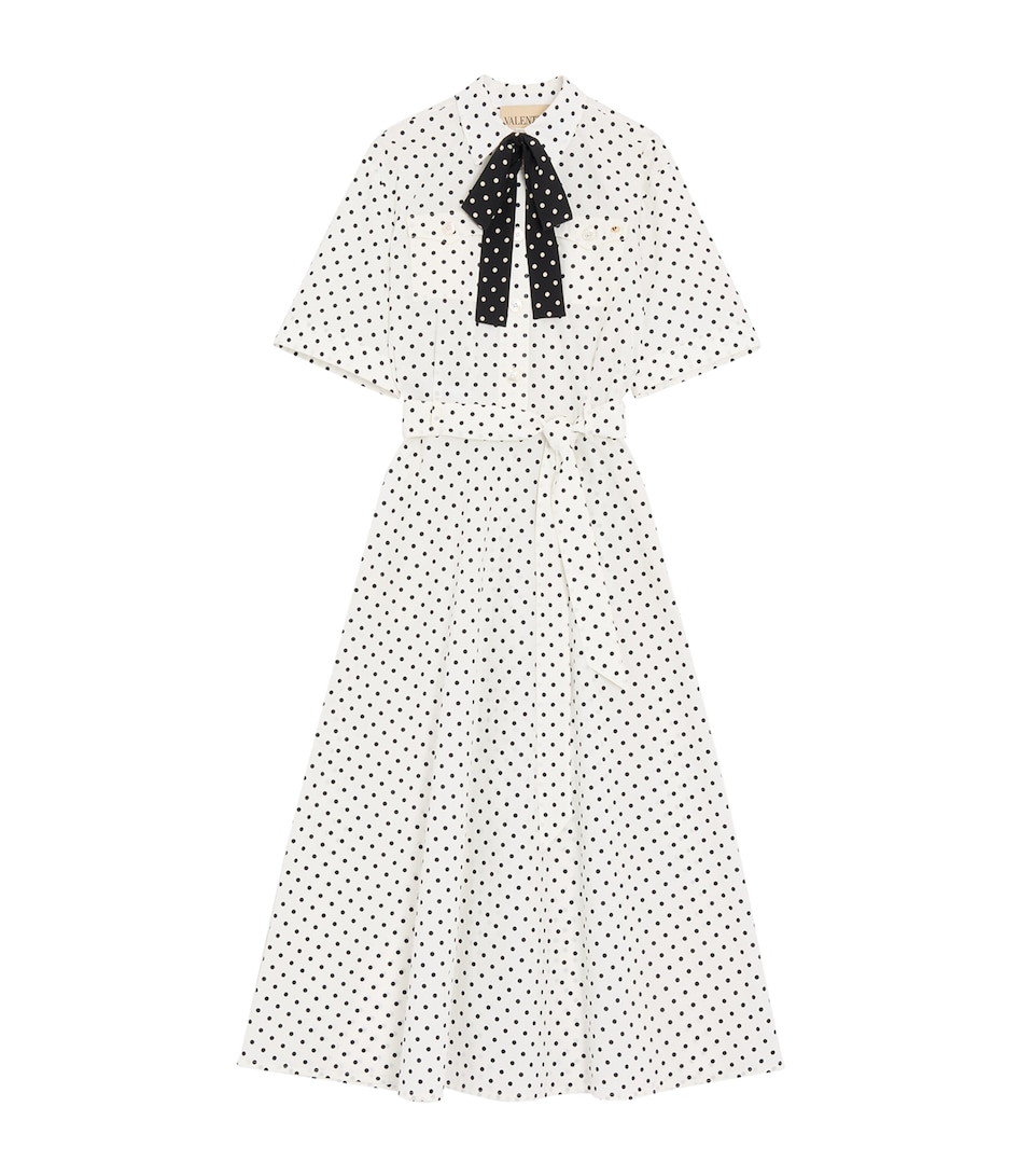 Valentino Womens Cotton Polka-Dot Midi Dress