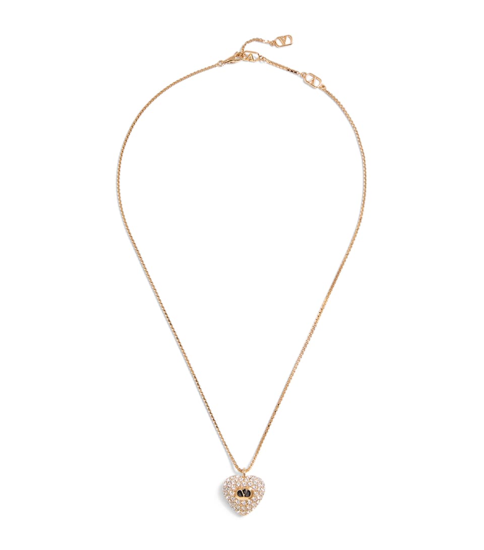 Enamel and Crystal Heart Necklaces