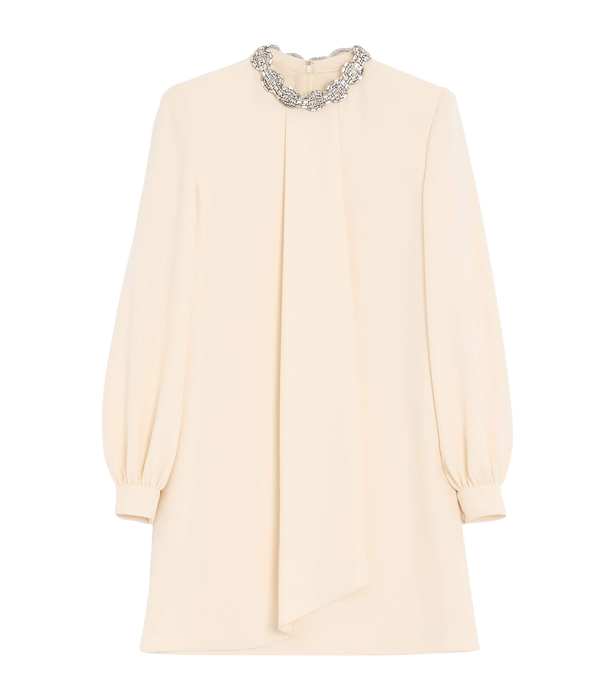 Valentino Womens Silk Cady Embroidered Mini Dress