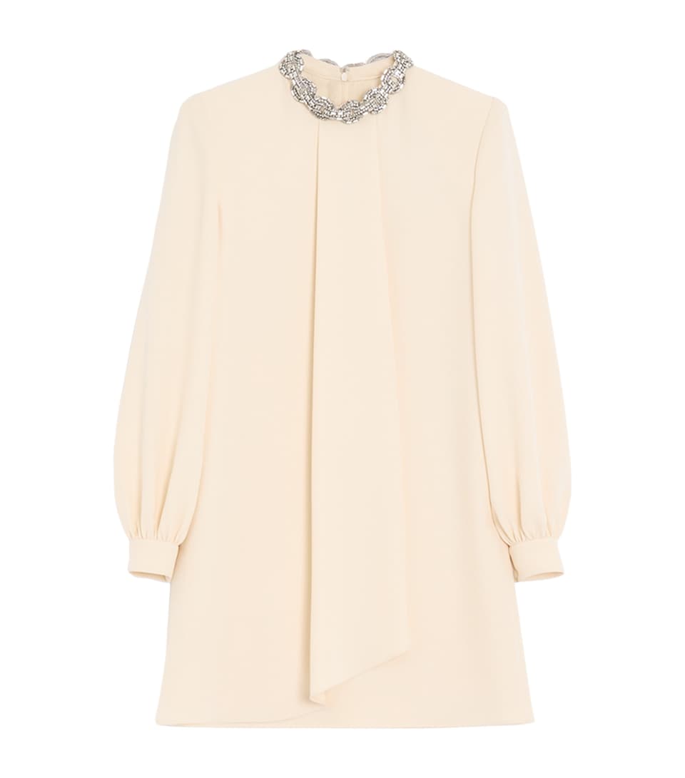 Valentino Womens Silk Cady Embroidered Mini Dress