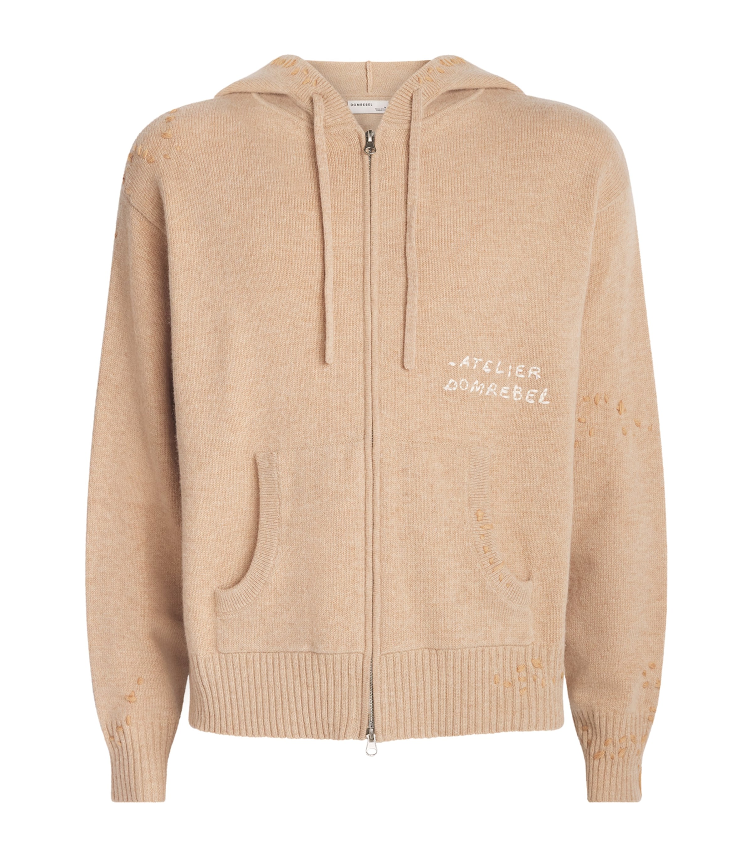 DOMREBEL Mens Wool-Blend Nightcrawler Hoodie Beige