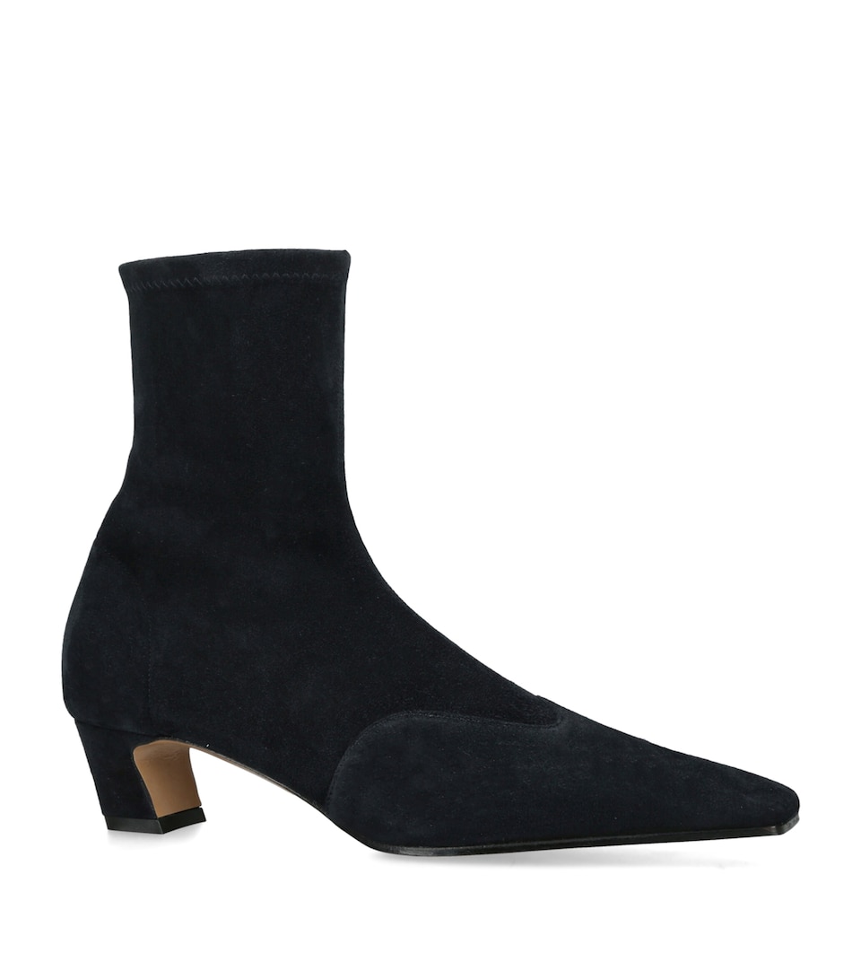 Khaite Suede Nevada Ankle Boots 40 Navy