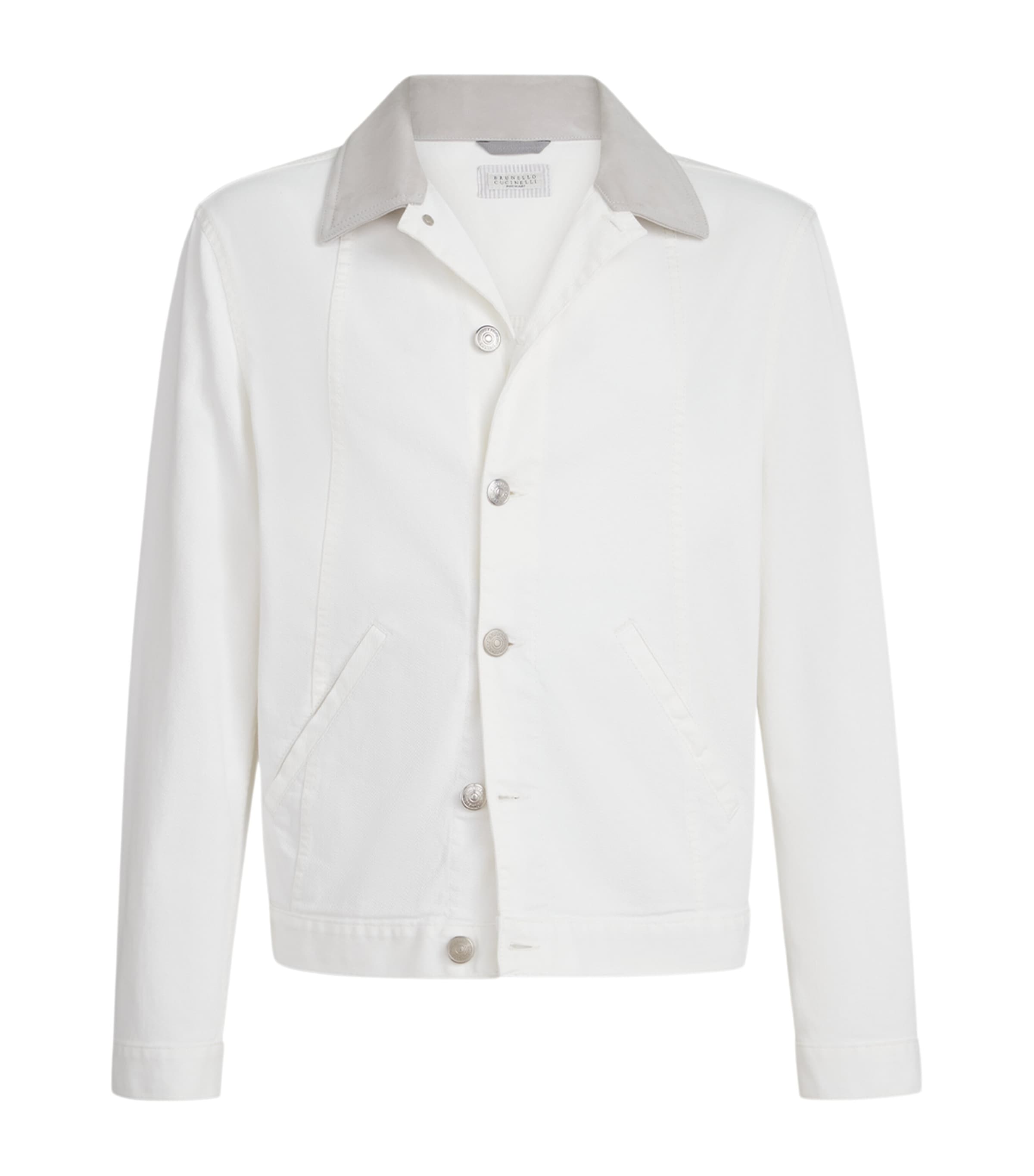 Denim Leather-Collar Jacket