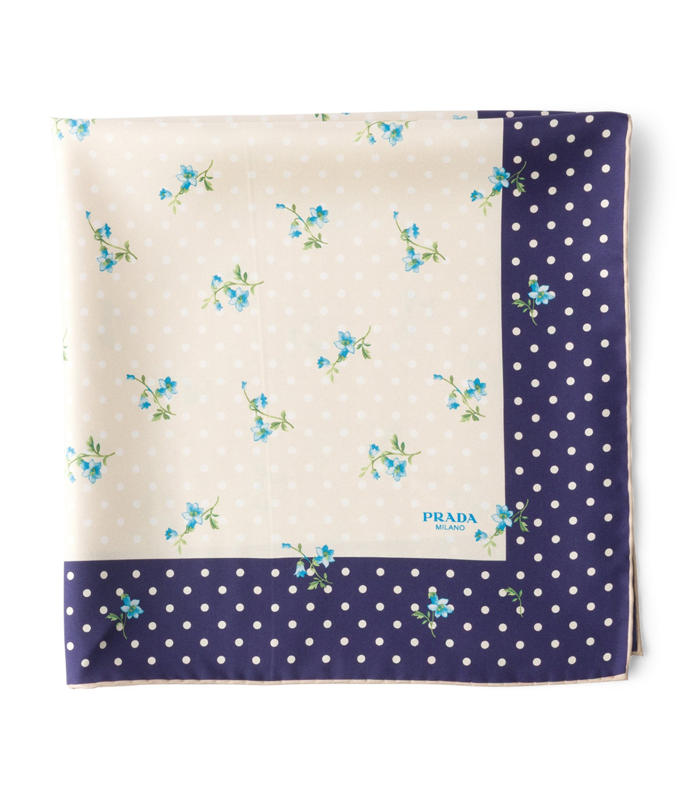 Prada Silk Twill Printed Scarf Neutral
