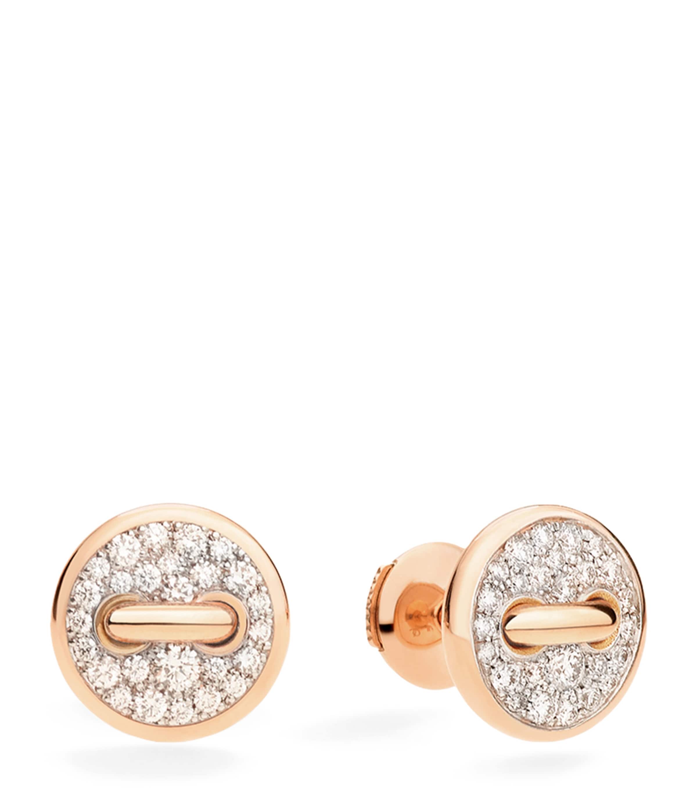 Rose Gold and Diamond Pom Pom Dot Earrings