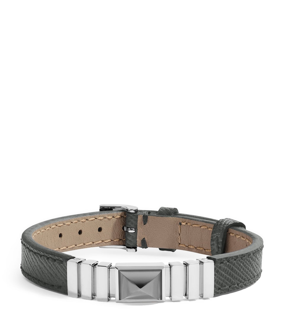 White Gold and Saffiano Leather UNII Bracelet
