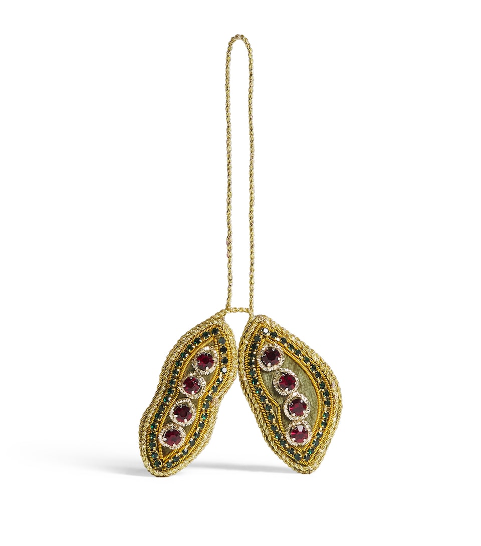 Tinker Tailor 2 Peas in a Pod Tree Decoration Moss Green & Gold