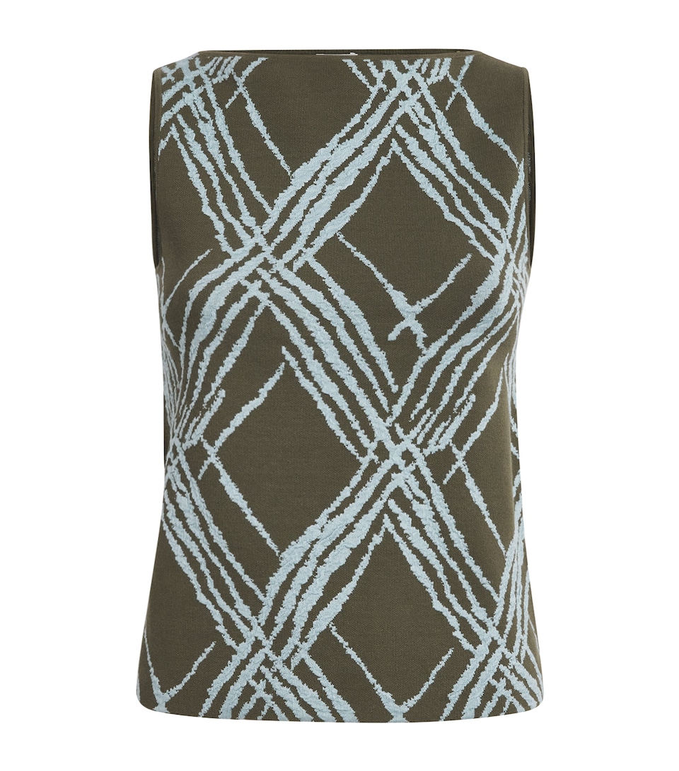 Cotton-Blend Check Aouda Top