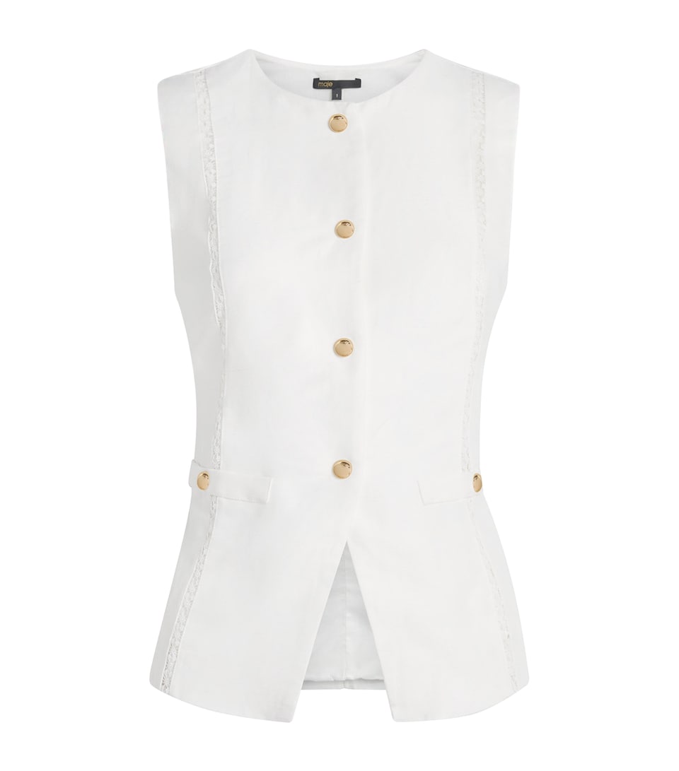 Maje Womens Embroidered Waistcoat White