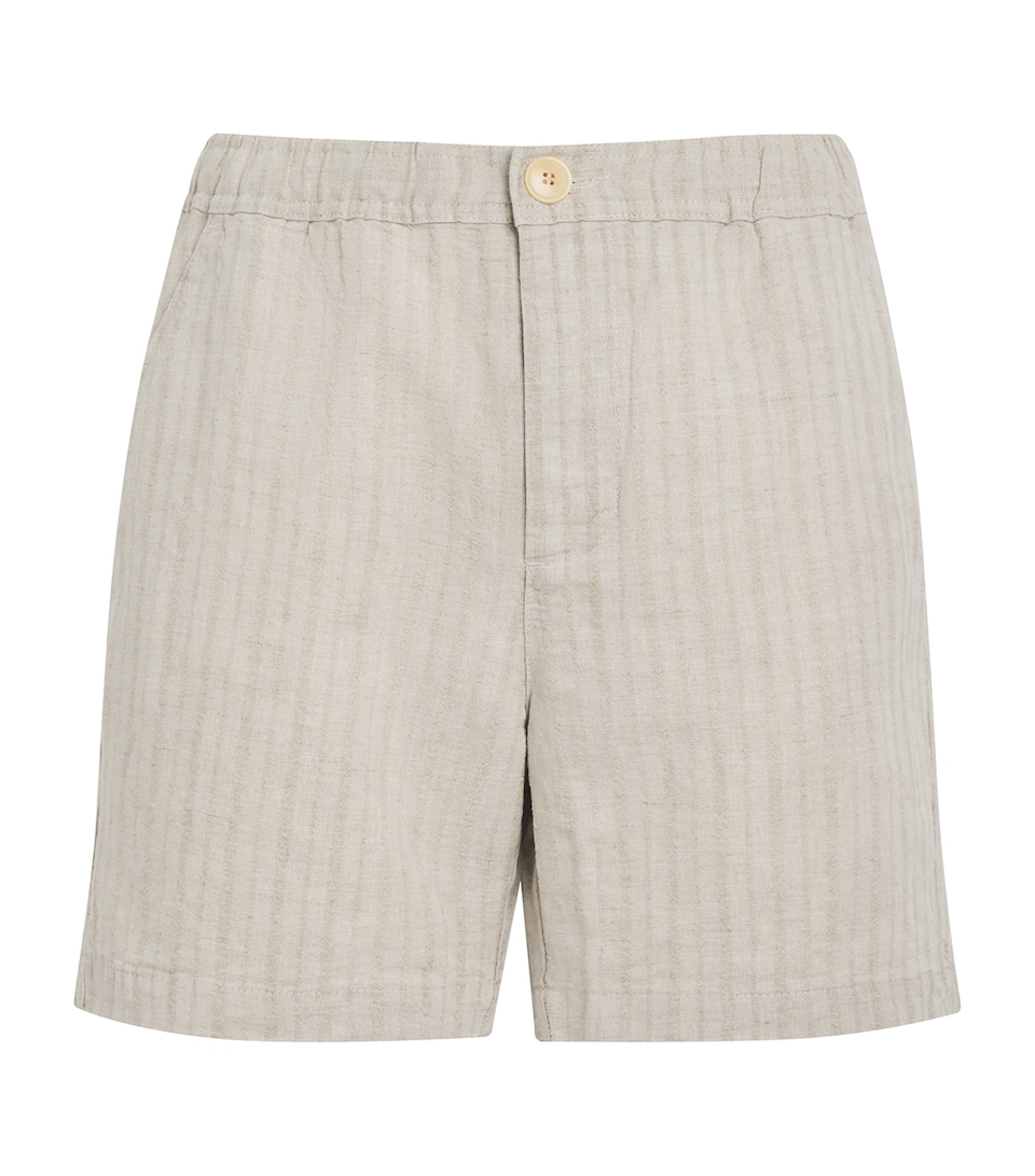 Linen Cotton-Blend Stripe Shorts
