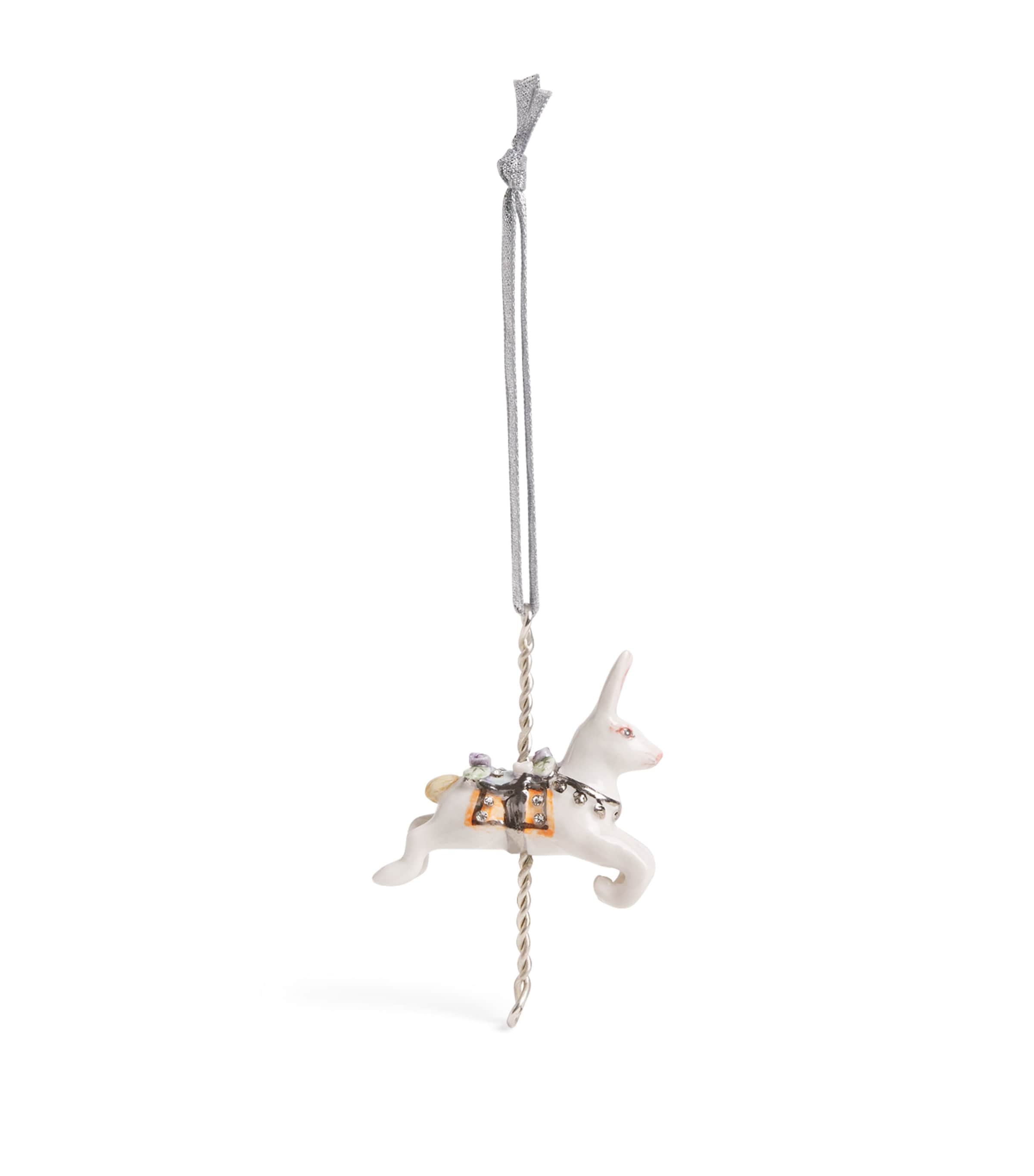 Hop Skip & Flutter Merry-Go-Round Rabbit Tree Decoration White Silver