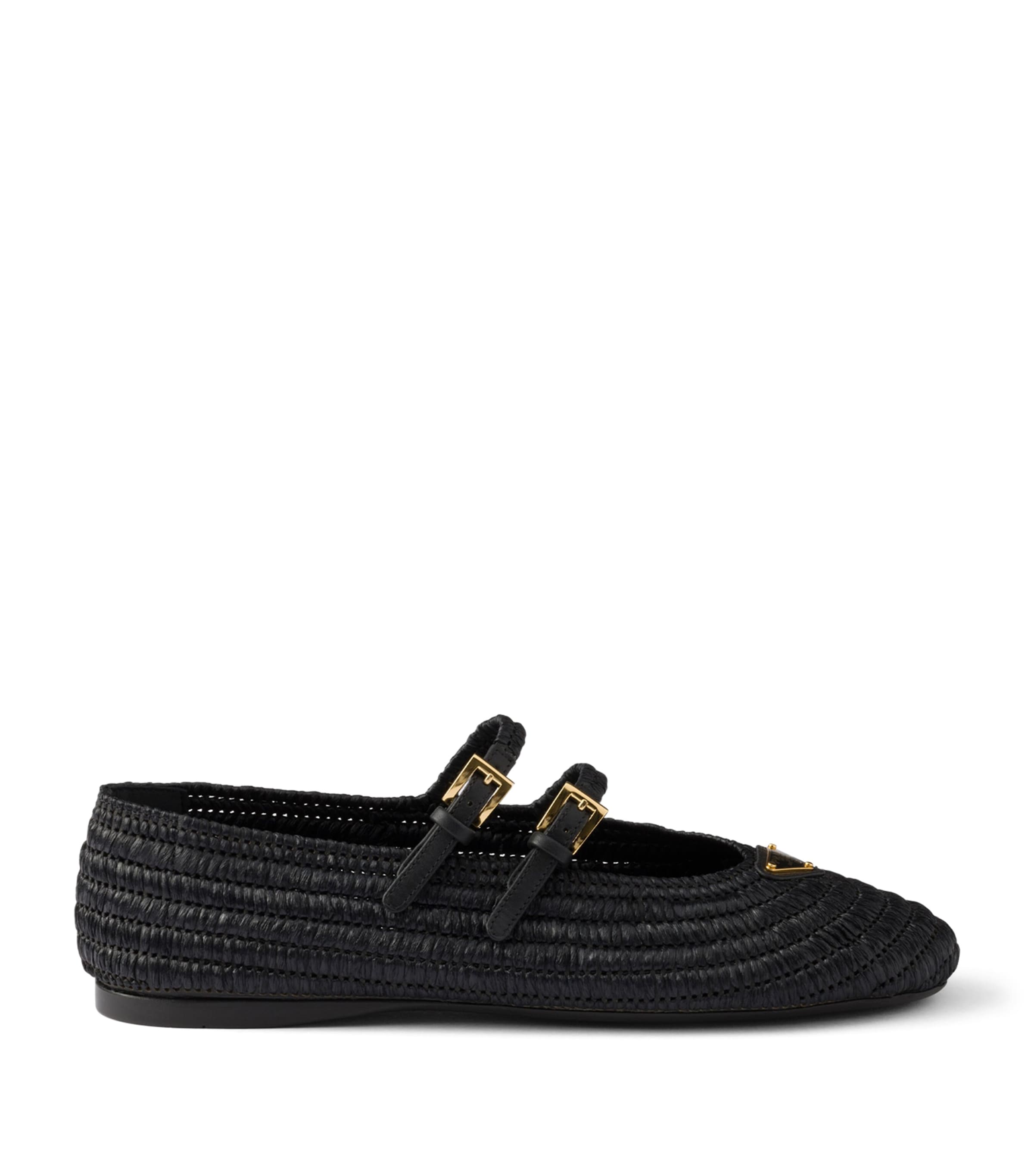 Prada Crochet Triangle Ballet Flats Black
