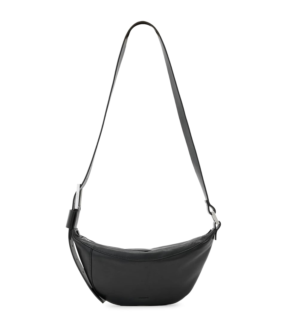 AllSaints Leather Luna Cross-Body Bag Black/silver