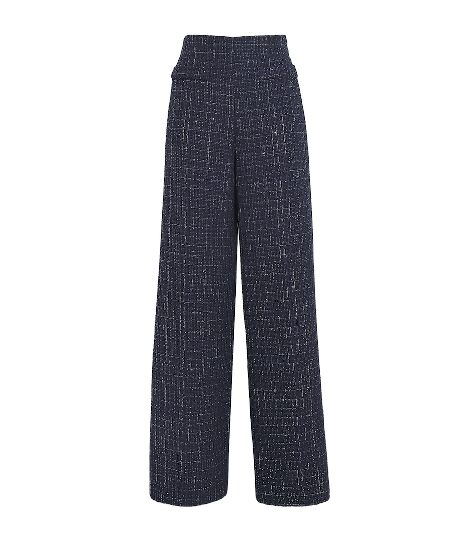 Sandro Paris Womens Tweed Flare Trousers Blue